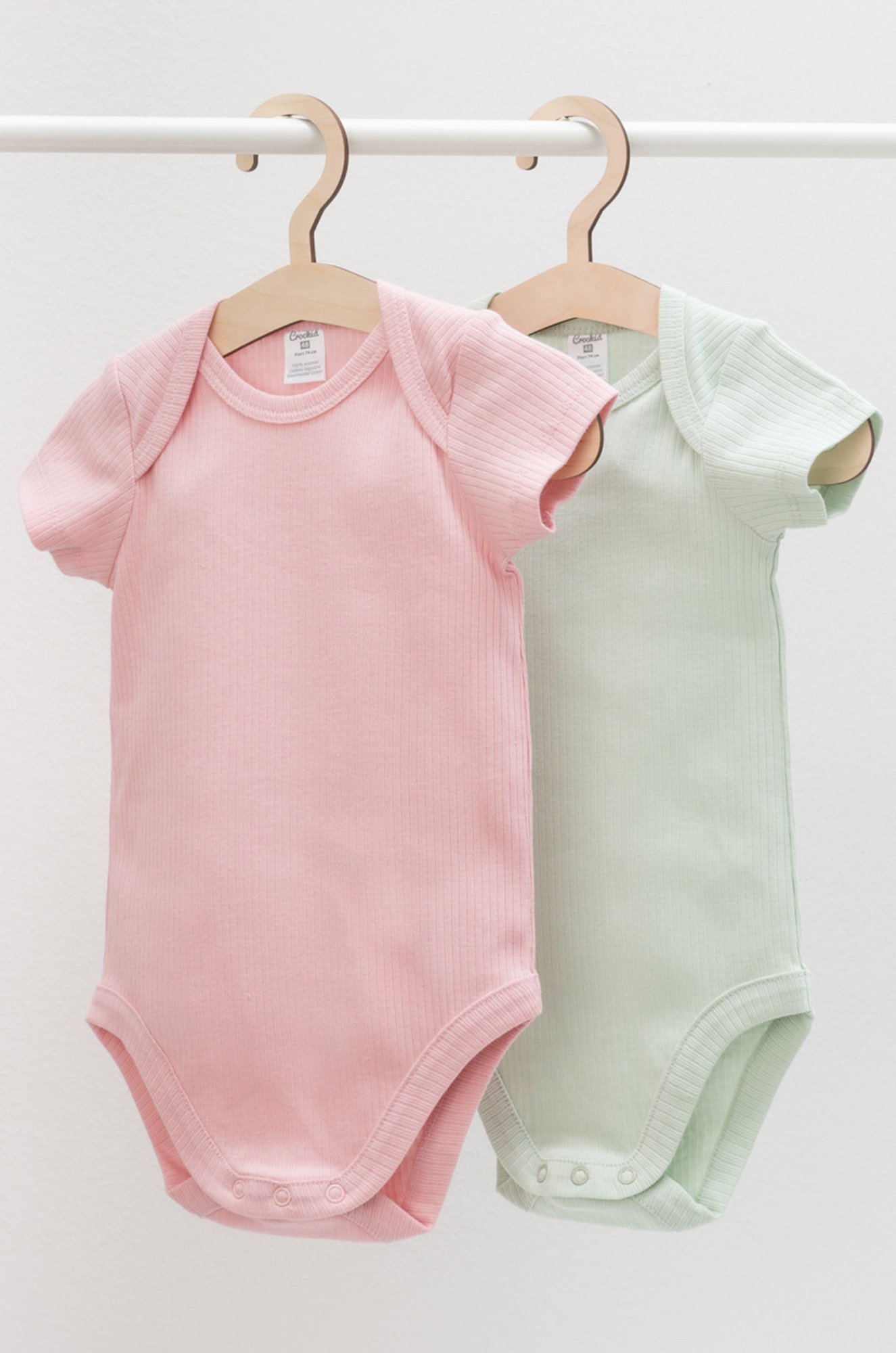 Боди в рубчик из натурального хлопка для девочки 2 шт. Crockid