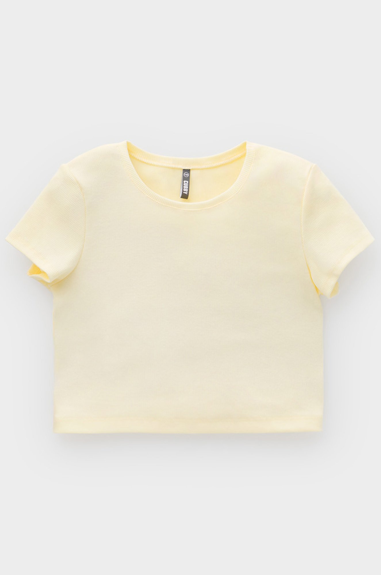 Укороченная футболка в рубчик из кашкорсе для девочки Cubby