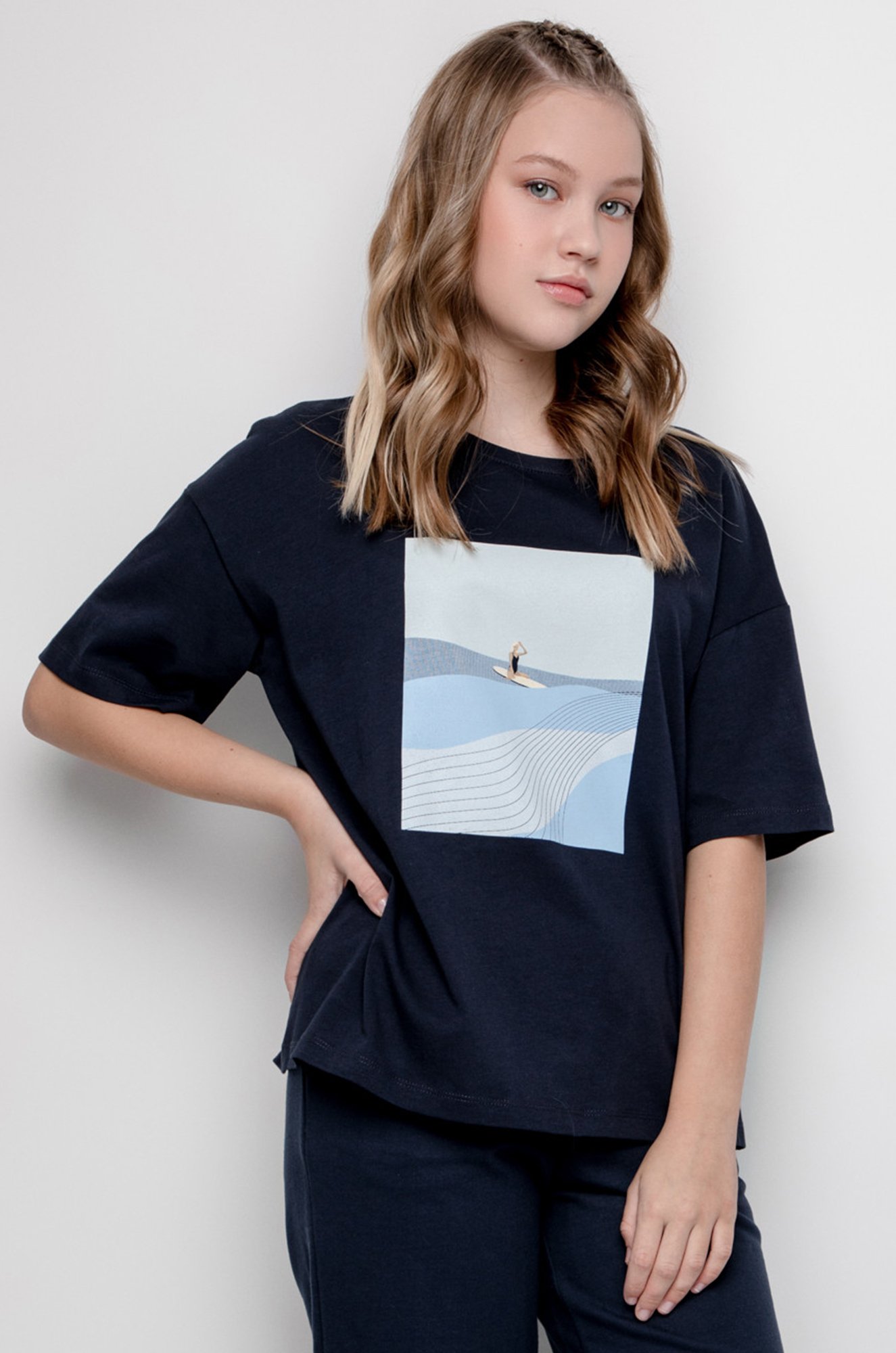 Хлопковая футболка оверсайз для девочки Cubby