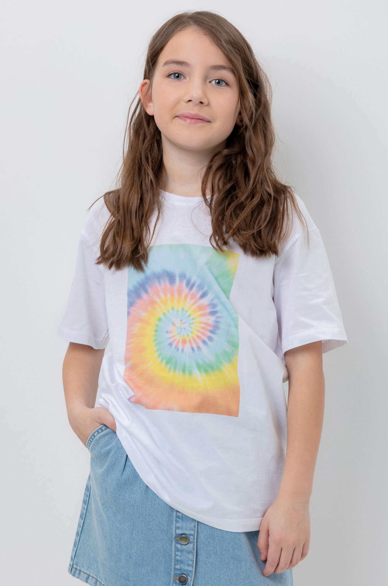 Хлопковая футболка оверсайз для девочки Cubby