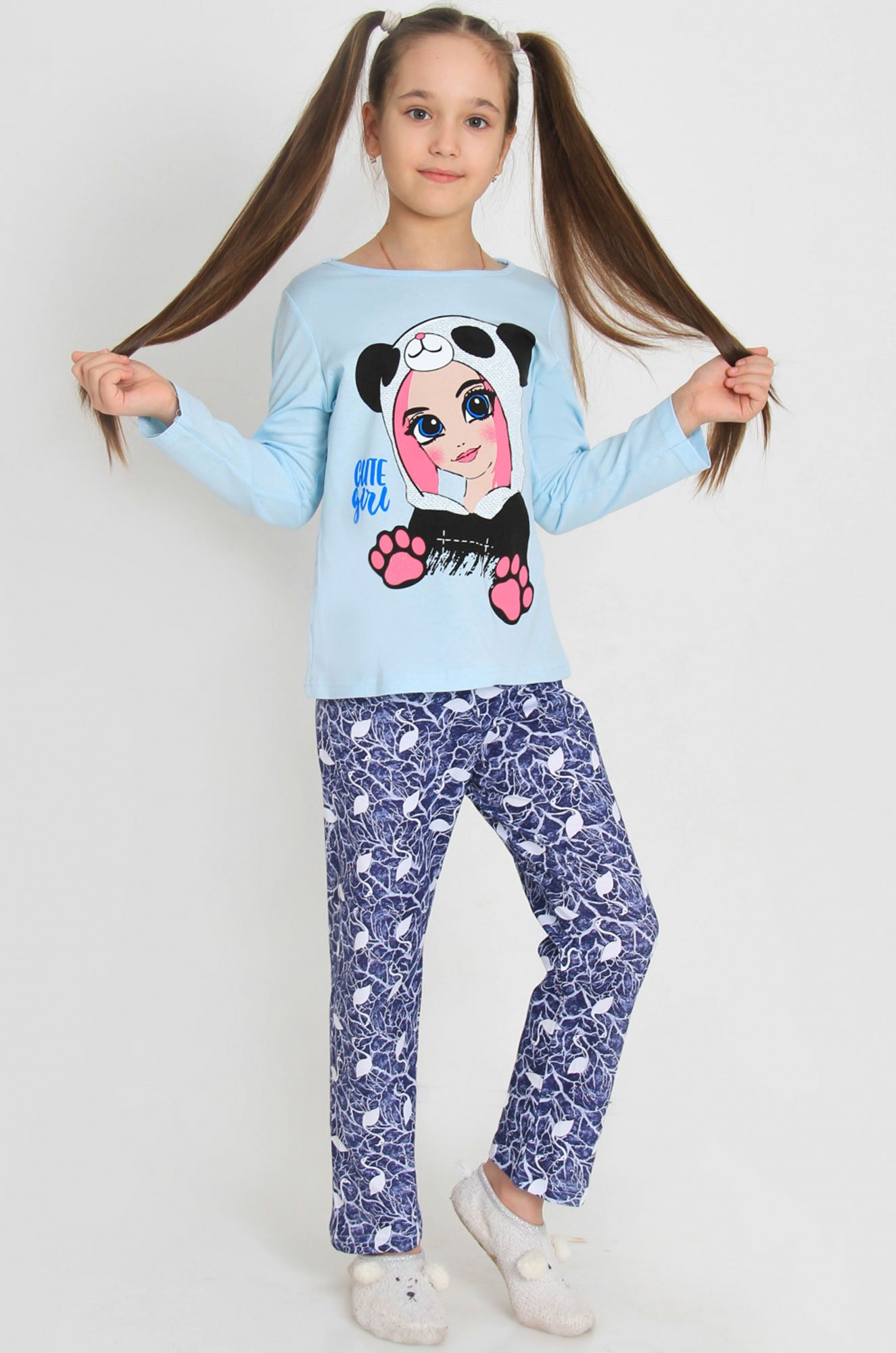 Пижама для девочки ДЕТИ 6601506 черный купить оптом в HappyWear.ru