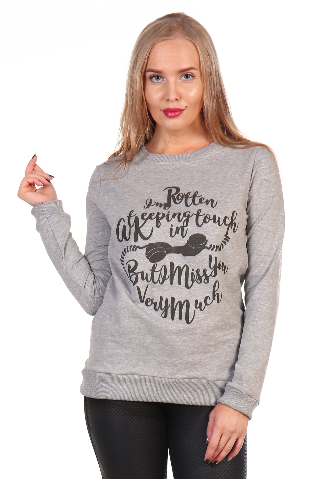 Свитшот женский 6530173 серый купить оптом в HappyWear.ru