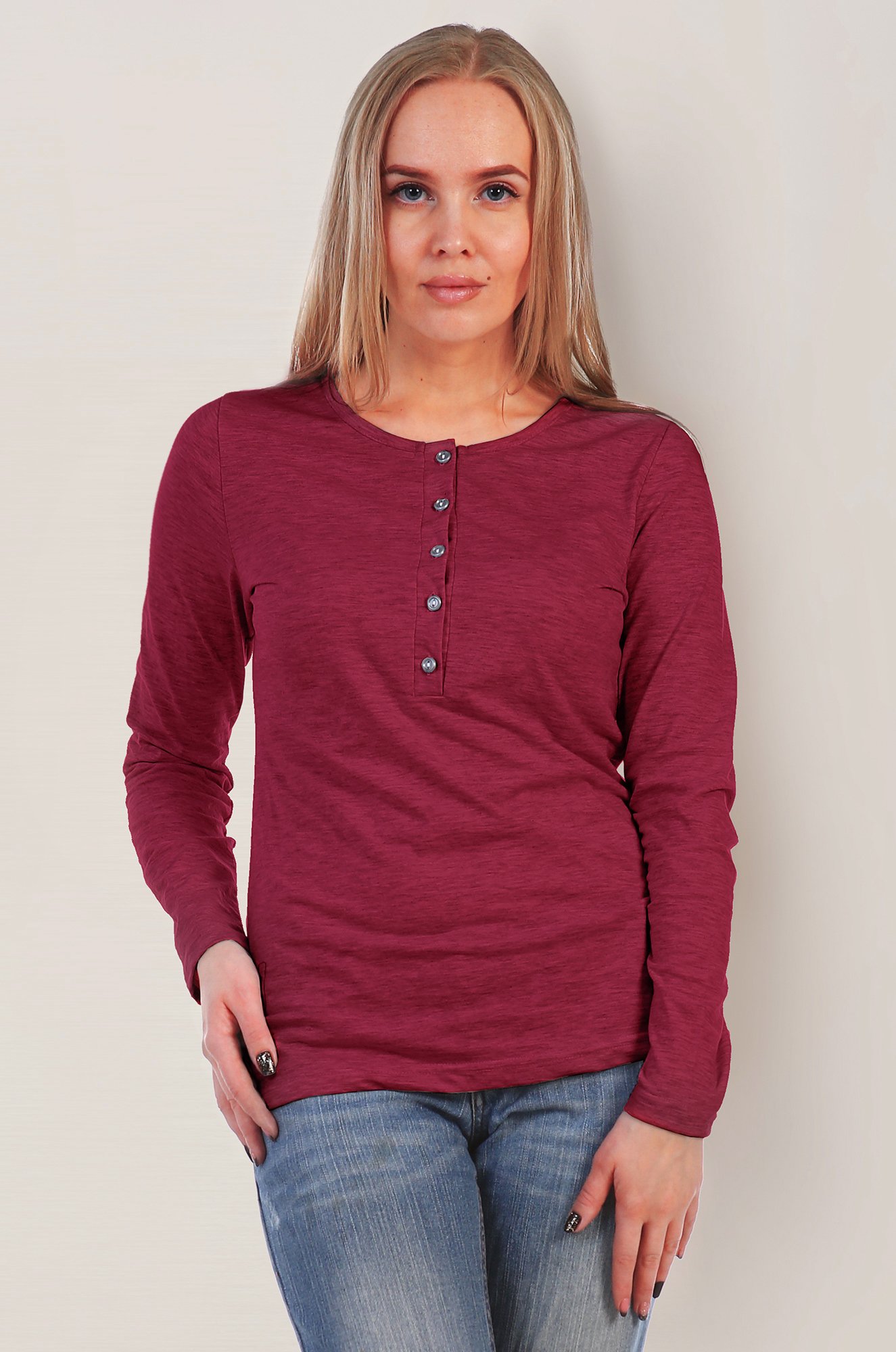 Лонгслив женский 6527756 красный купить оптом в HappyWear.ru