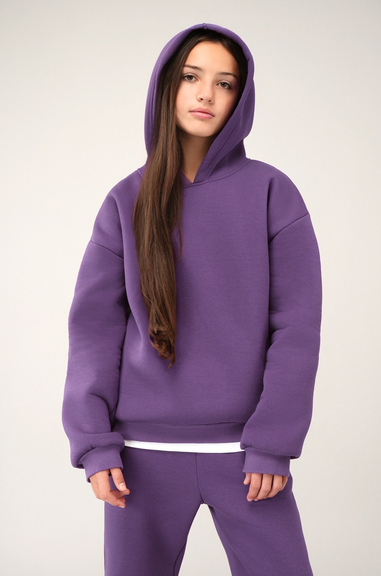 Теплый костюм для девочки из футера с начесом Happyfox