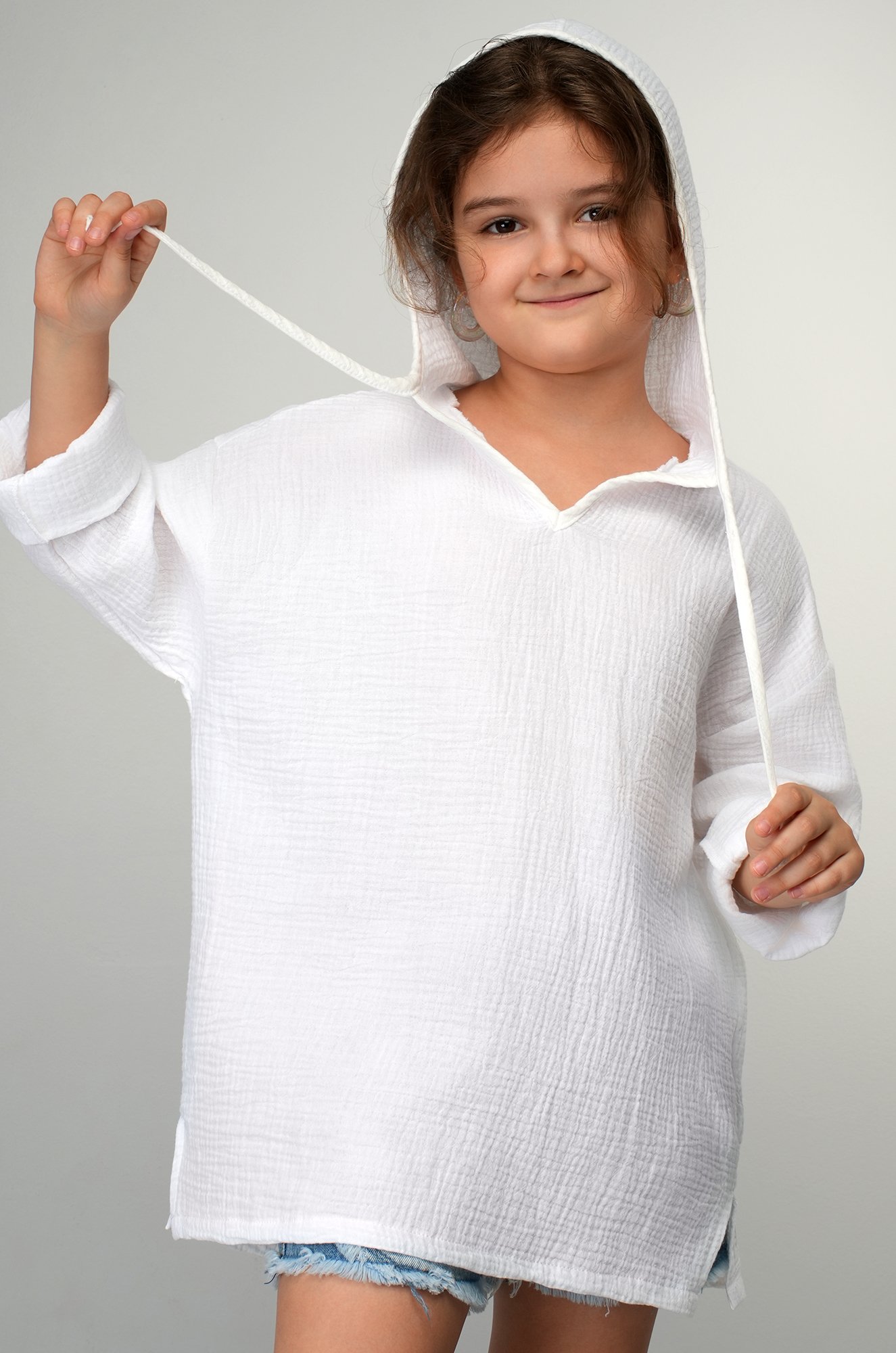 Детская хлопковая пляжная туника из муслина Happyfox