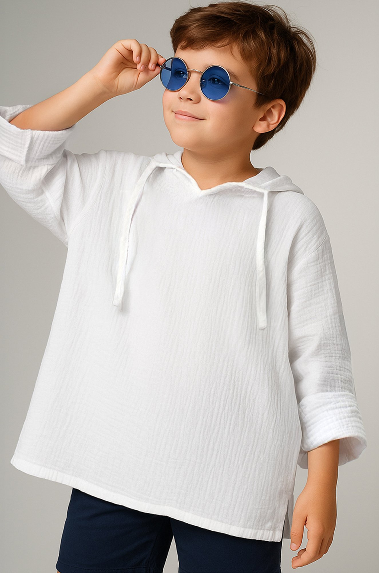 Детская хлопковая пляжная туника из муслина Happyfox