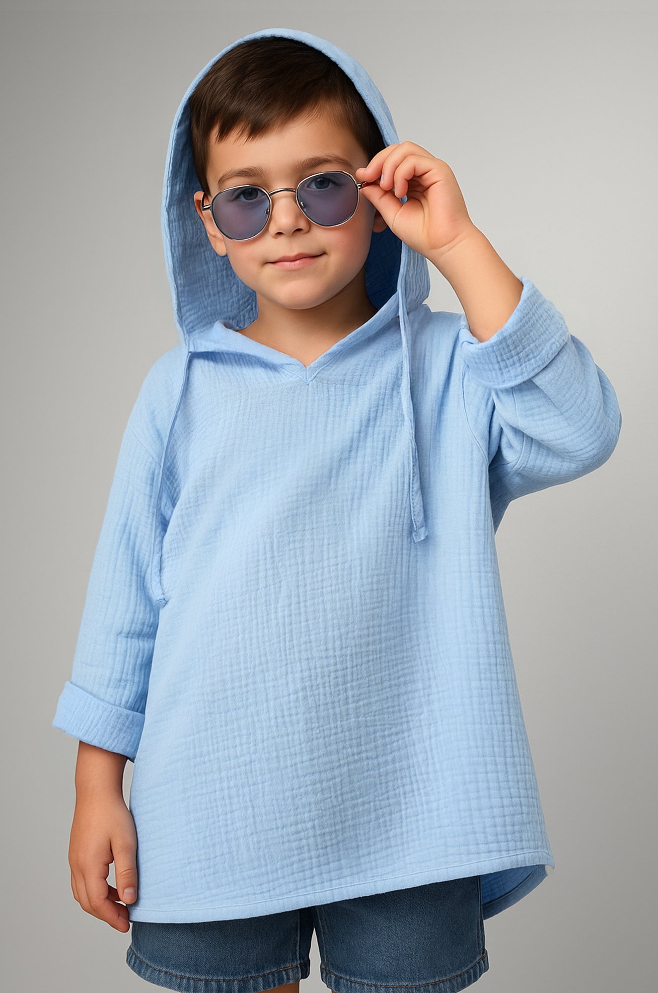 Детская хлопковая пляжная туника из муслина Happyfox