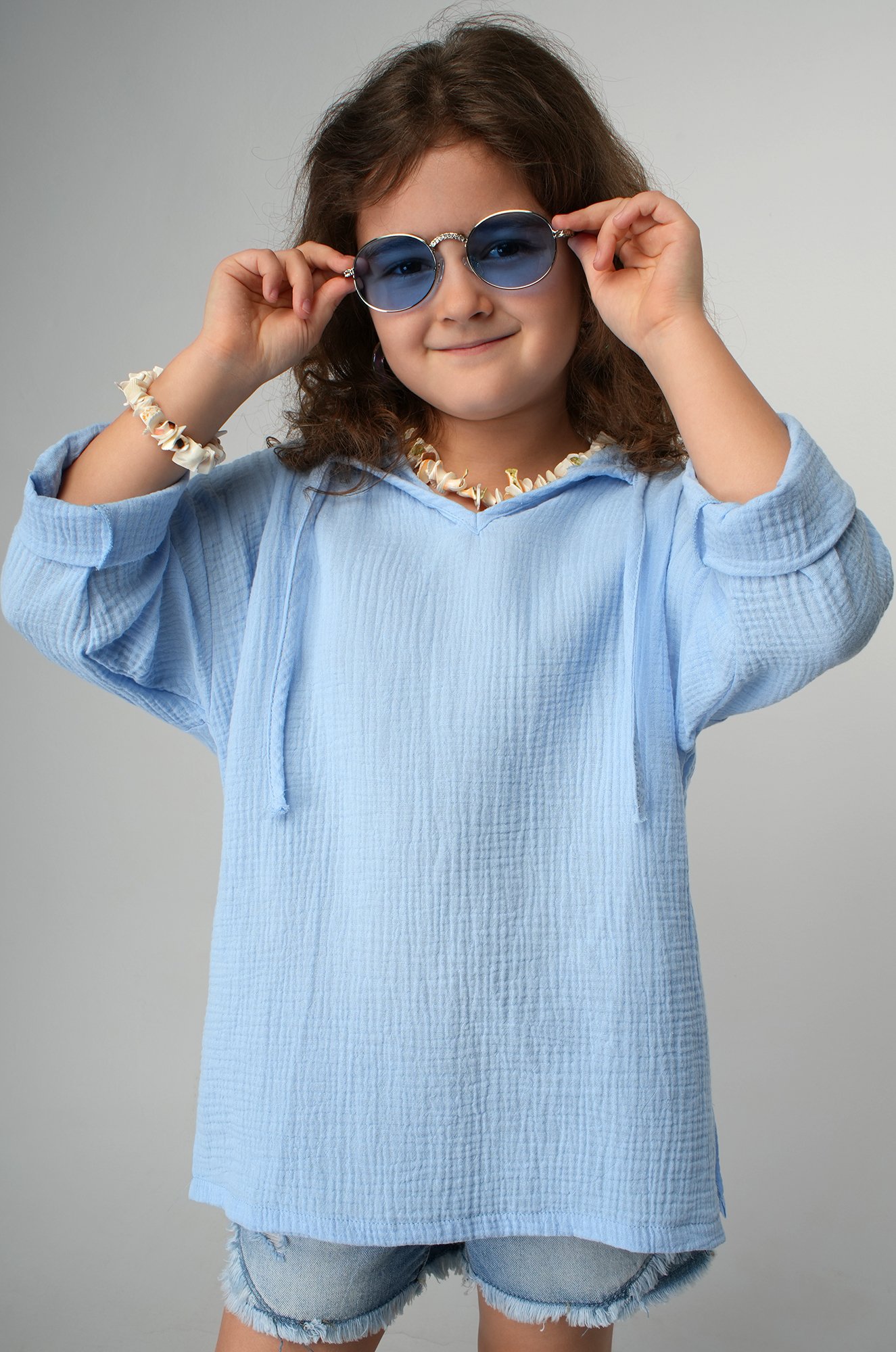 Детская хлопковая пляжная туника из муслина Happyfox