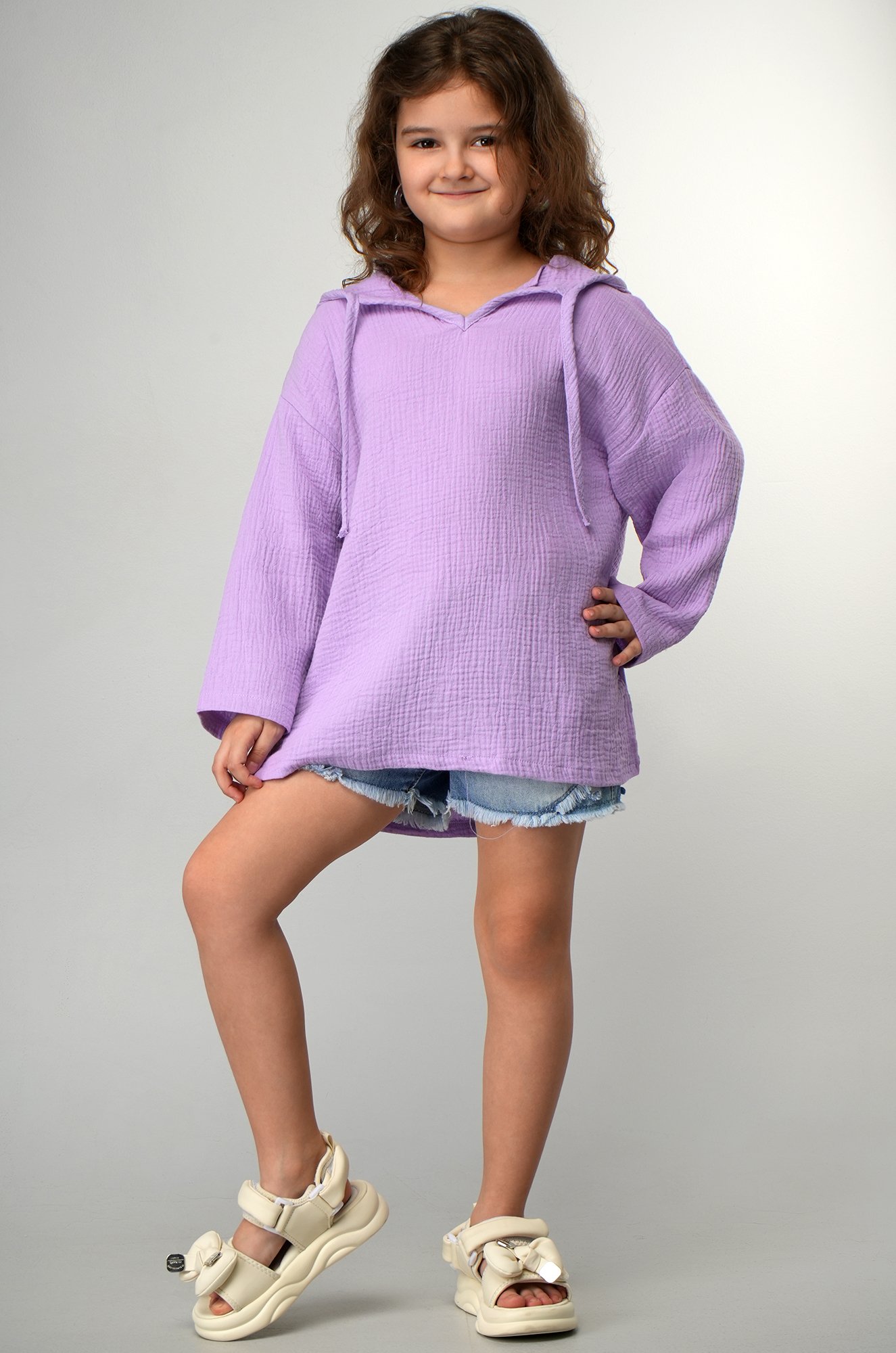 Детская хлопковая пляжная туника из муслина Happyfox