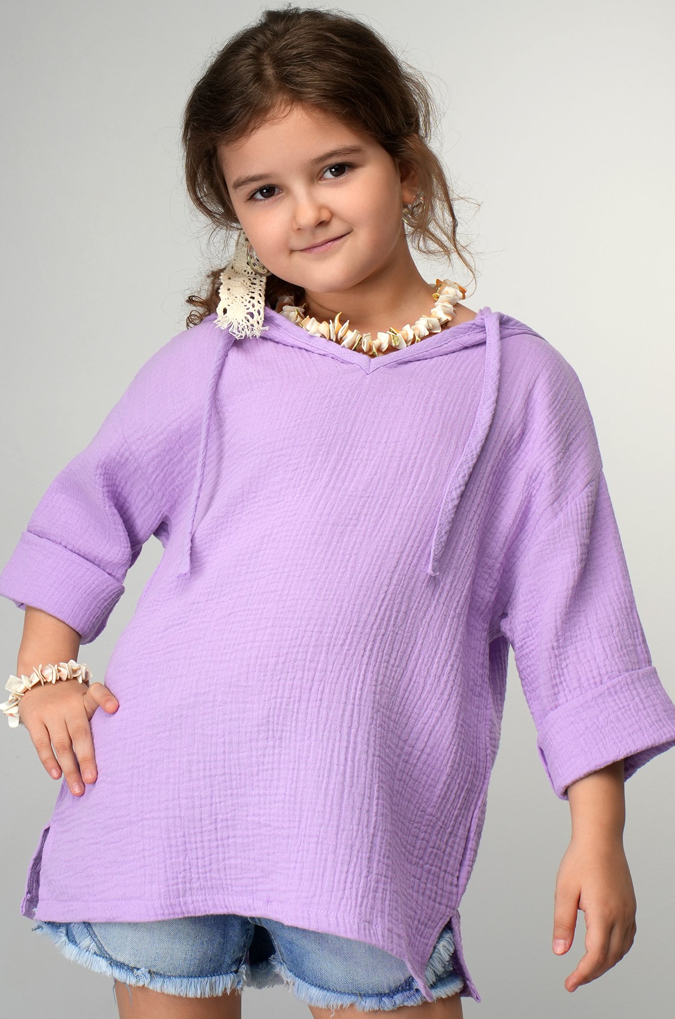 Детская хлопковая пляжная туника из муслина Happyfox