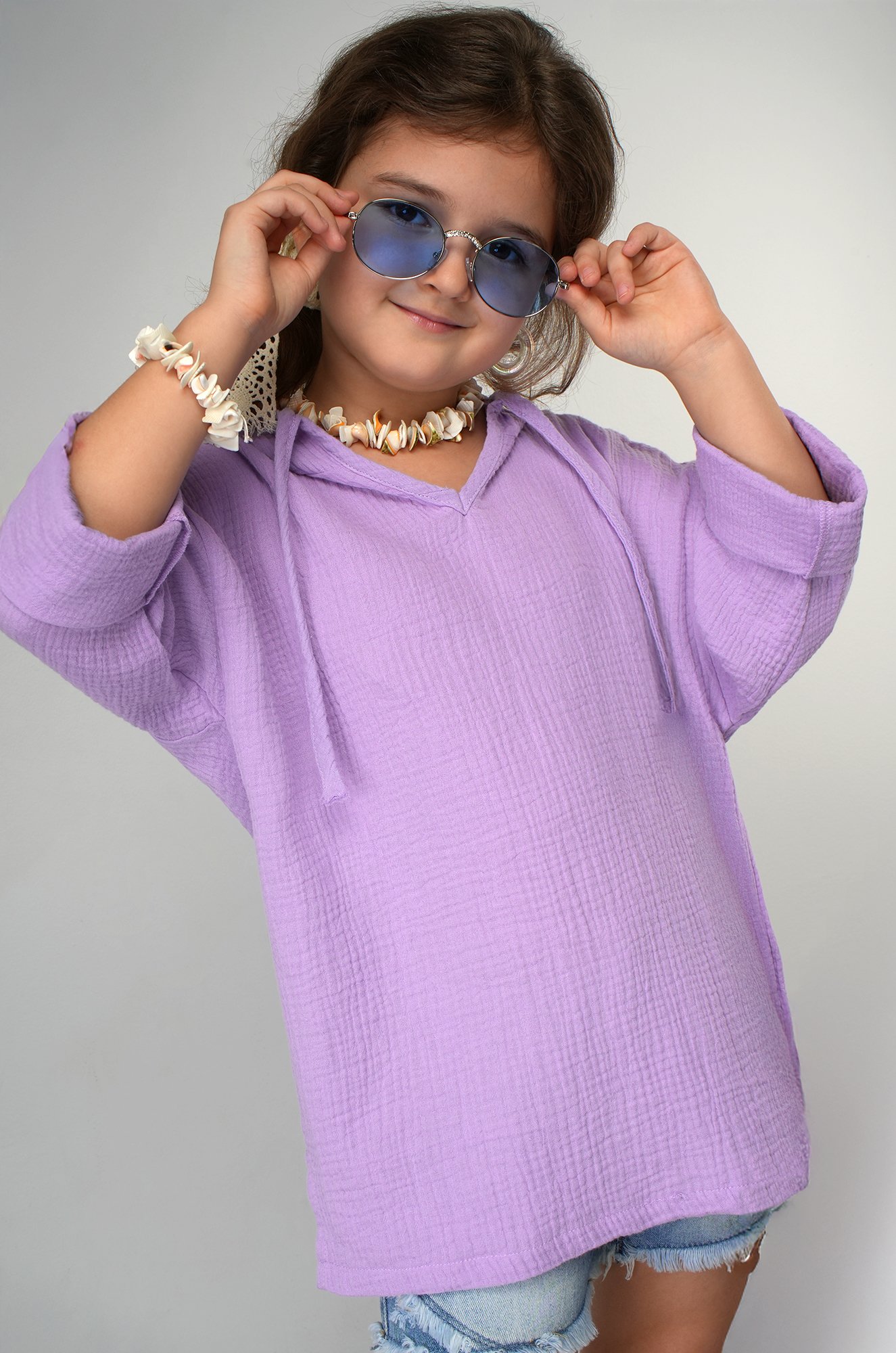 Детская хлопковая пляжная туника из муслина Happyfox