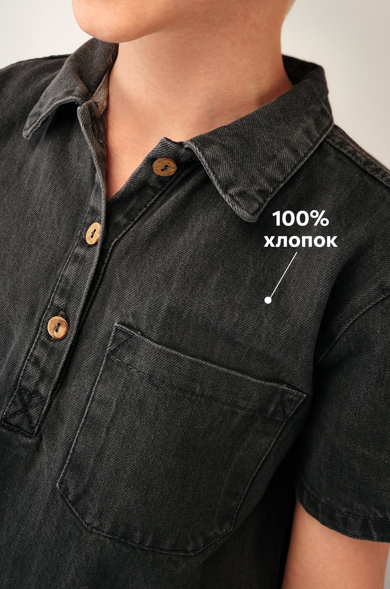 Джинсовое платье с коротким рукавом для девочки Happyfox