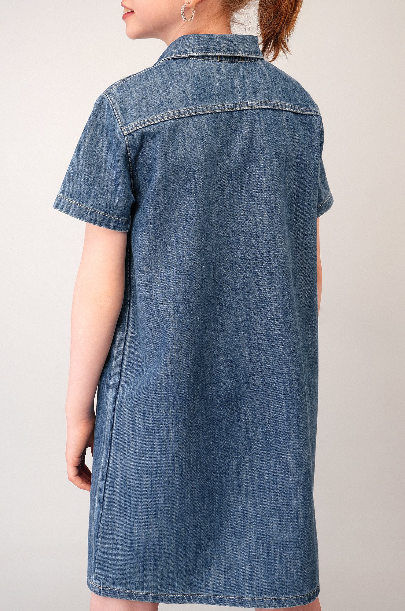 Джинсовое платье с коротким рукавом для девочки Happyfox