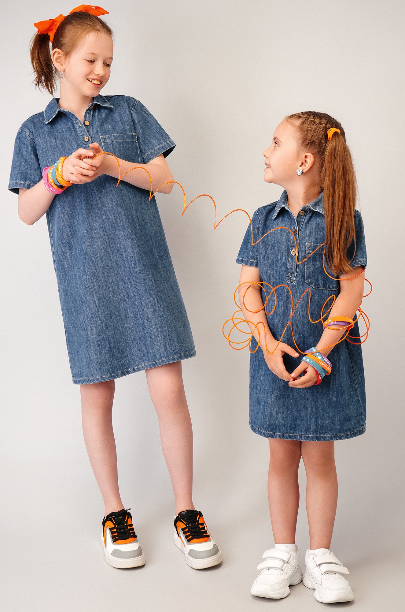 Джинсовое платье с коротким рукавом для девочки Happyfox