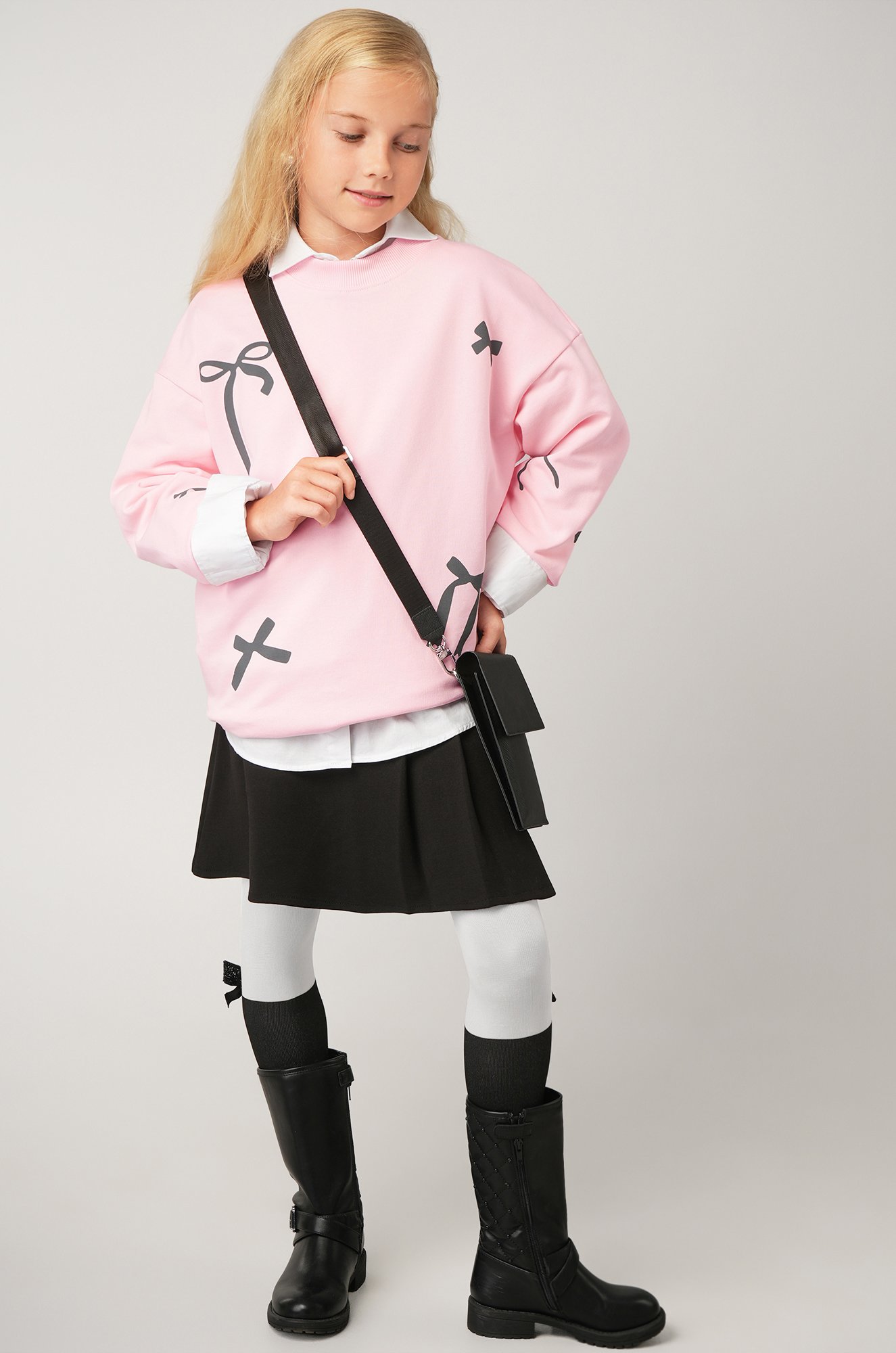 Свитшот оверсайз для девочки из футера трехнитки Happyfox