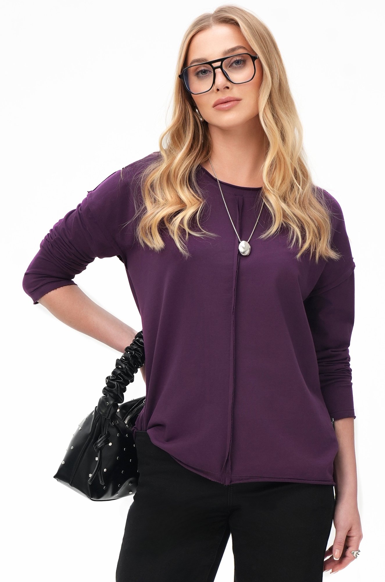 Женский лонгслив оверсайз из футера двухнитки Happyfox