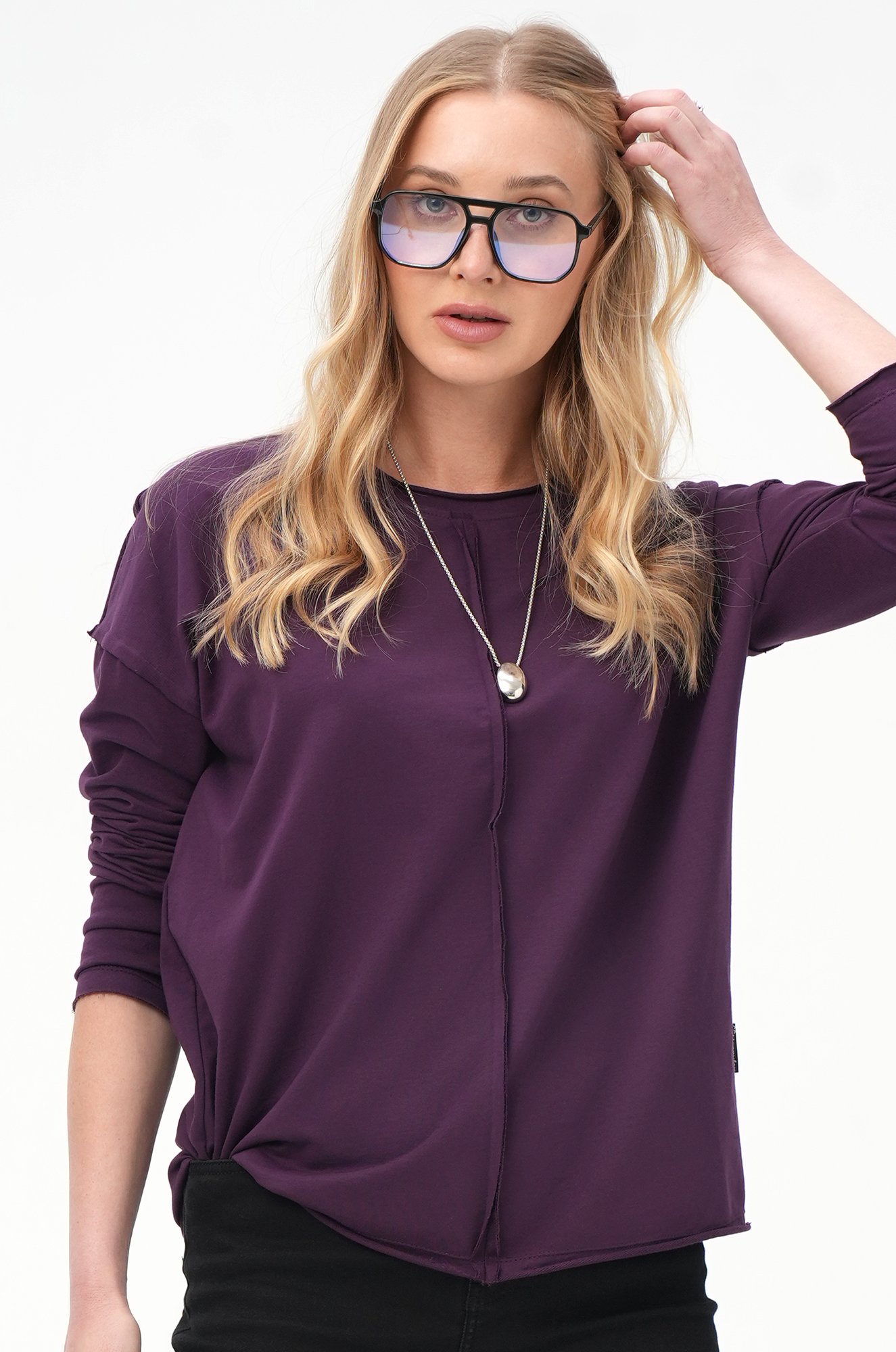 Женский лонгслив оверсайз из футера двухнитки Happyfox