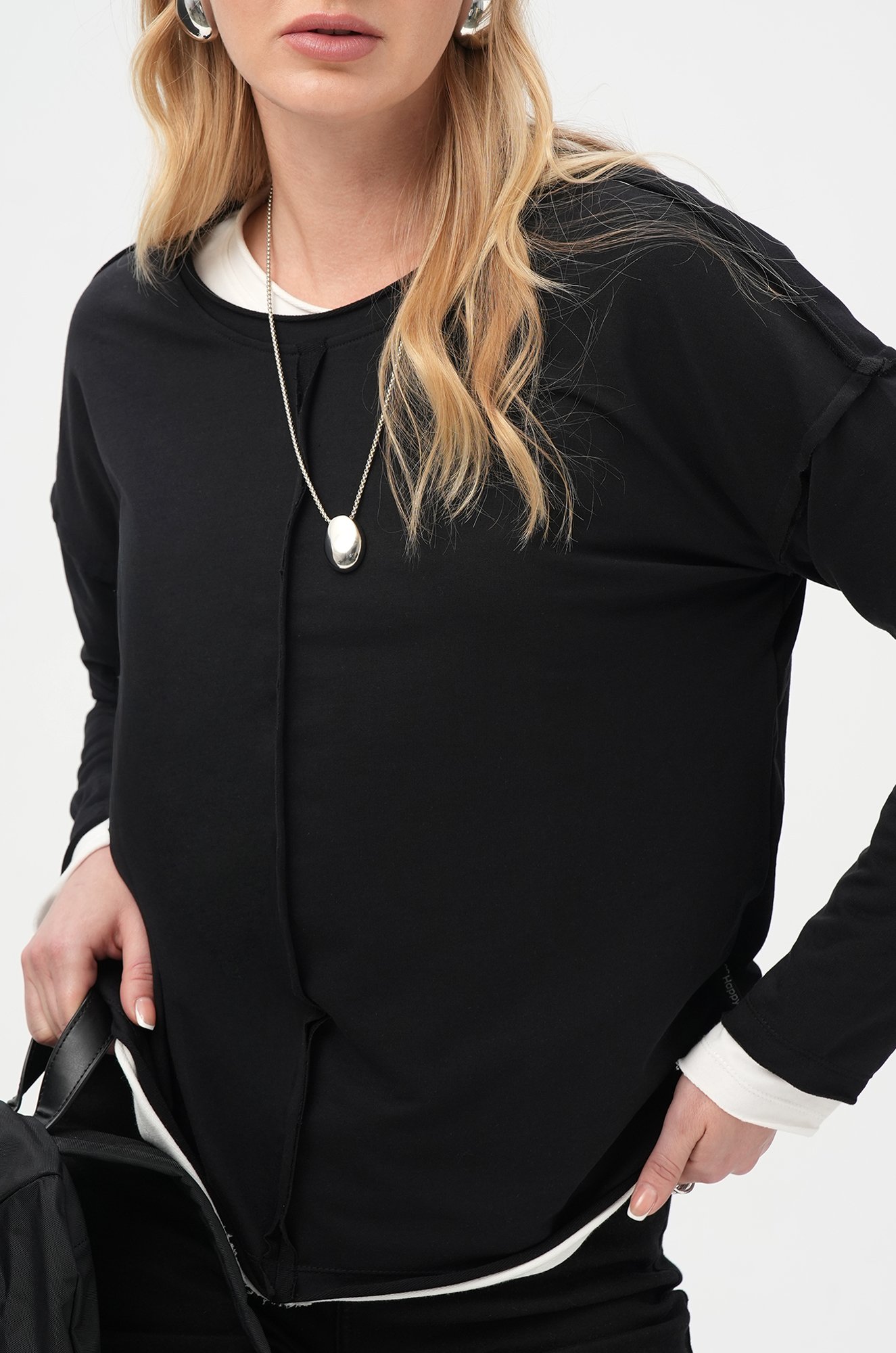 Женский лонгслив оверсайз из футера двухнитки Happyfox