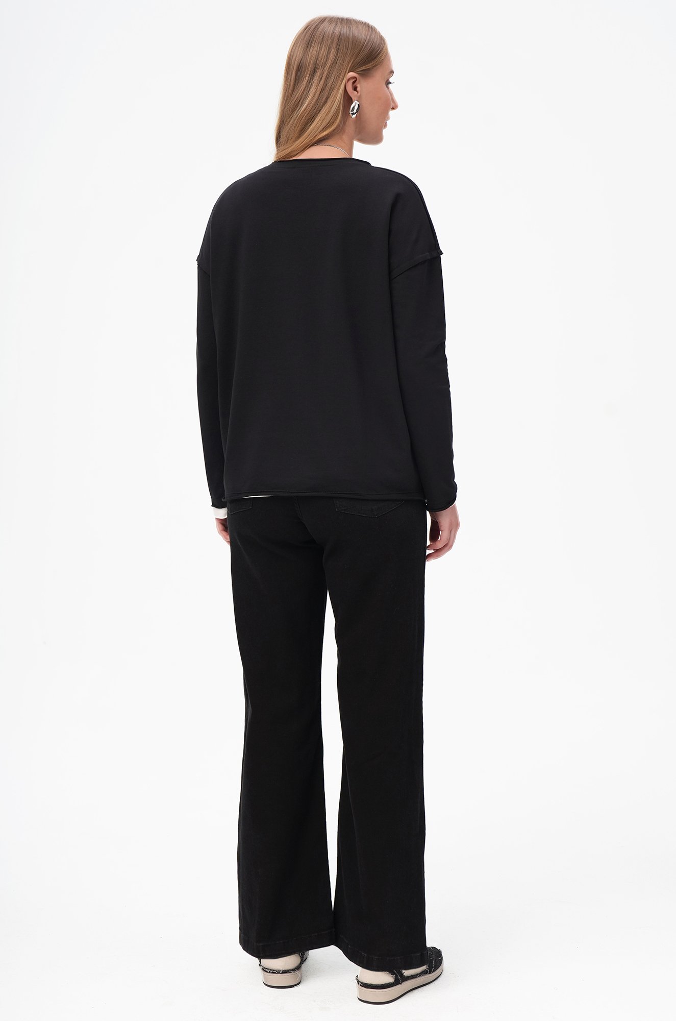 Женский лонгслив оверсайз из футера двухнитки Happyfox