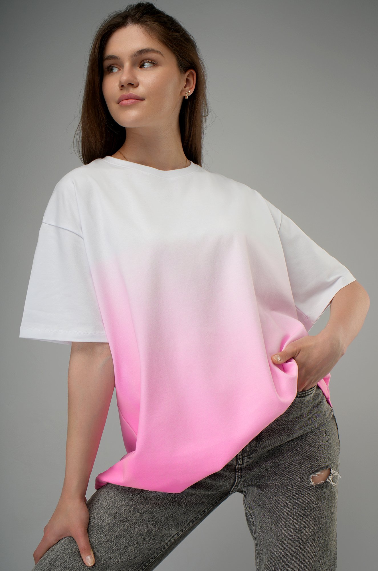 Женская хлопковая футболка оверсайз Happyfox