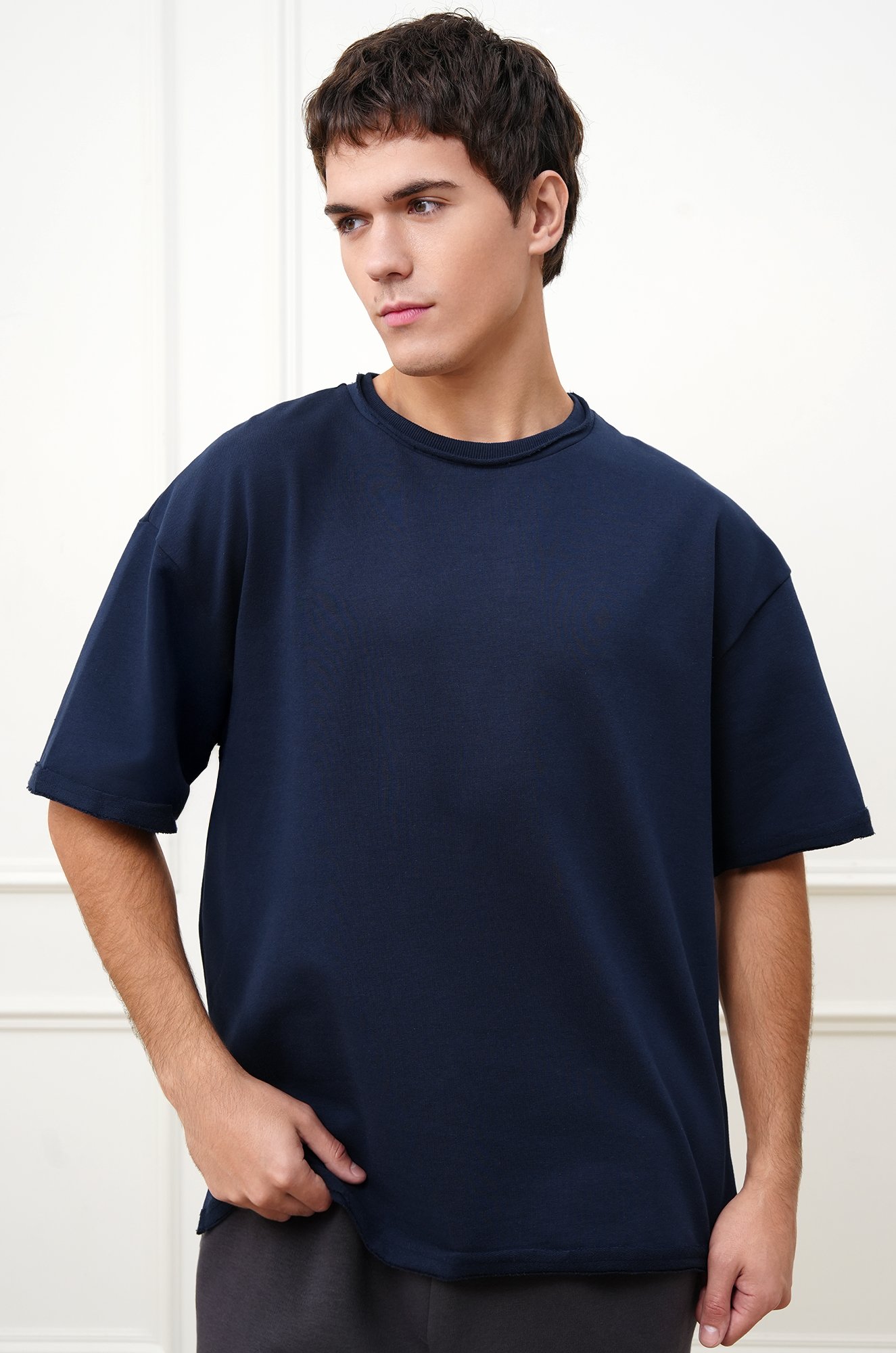 Мужская футболка оверсайз из футера двухнитки Happyfox