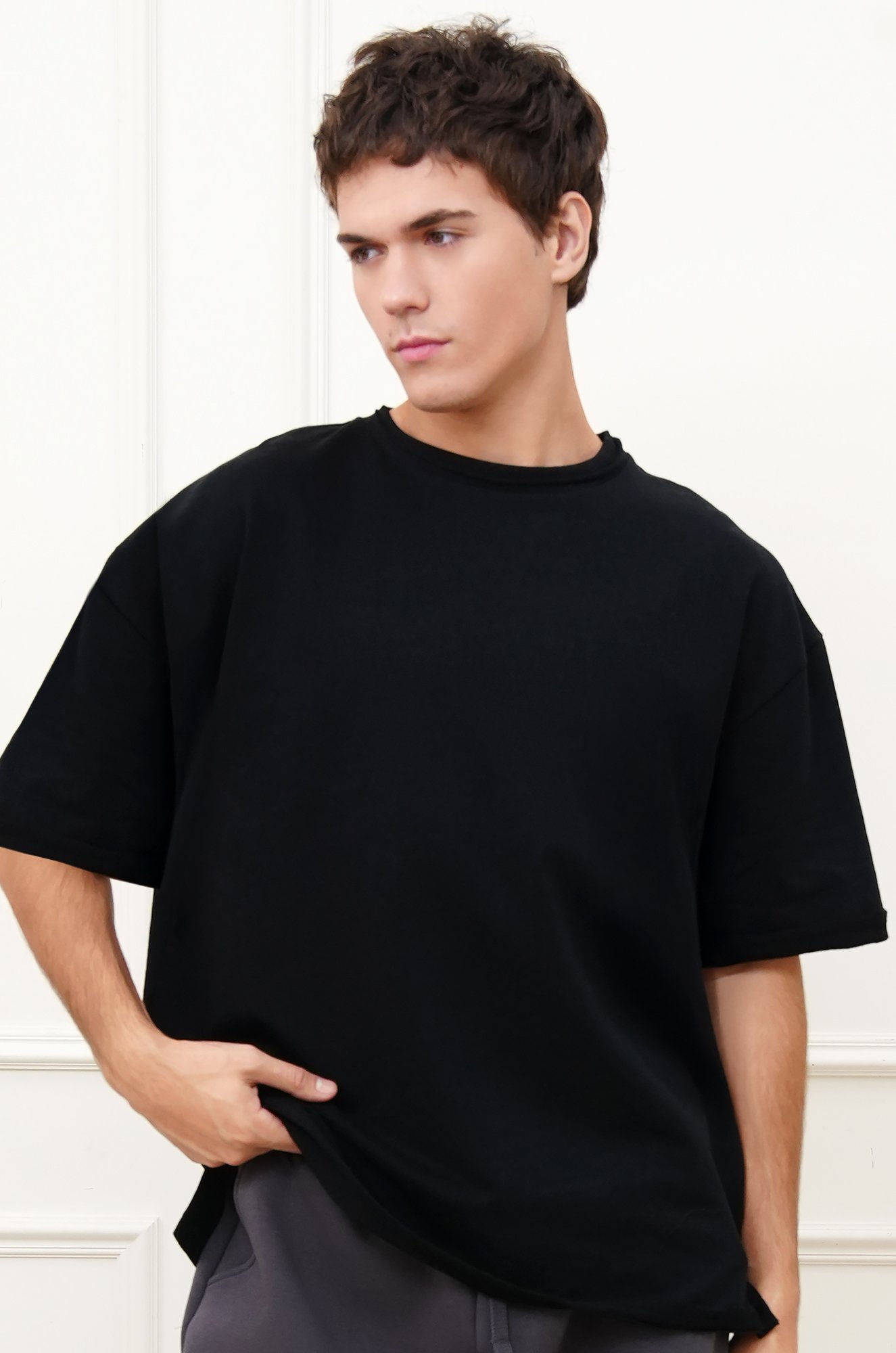 Мужская футболка оверсайз из футера двухнитки Happyfox