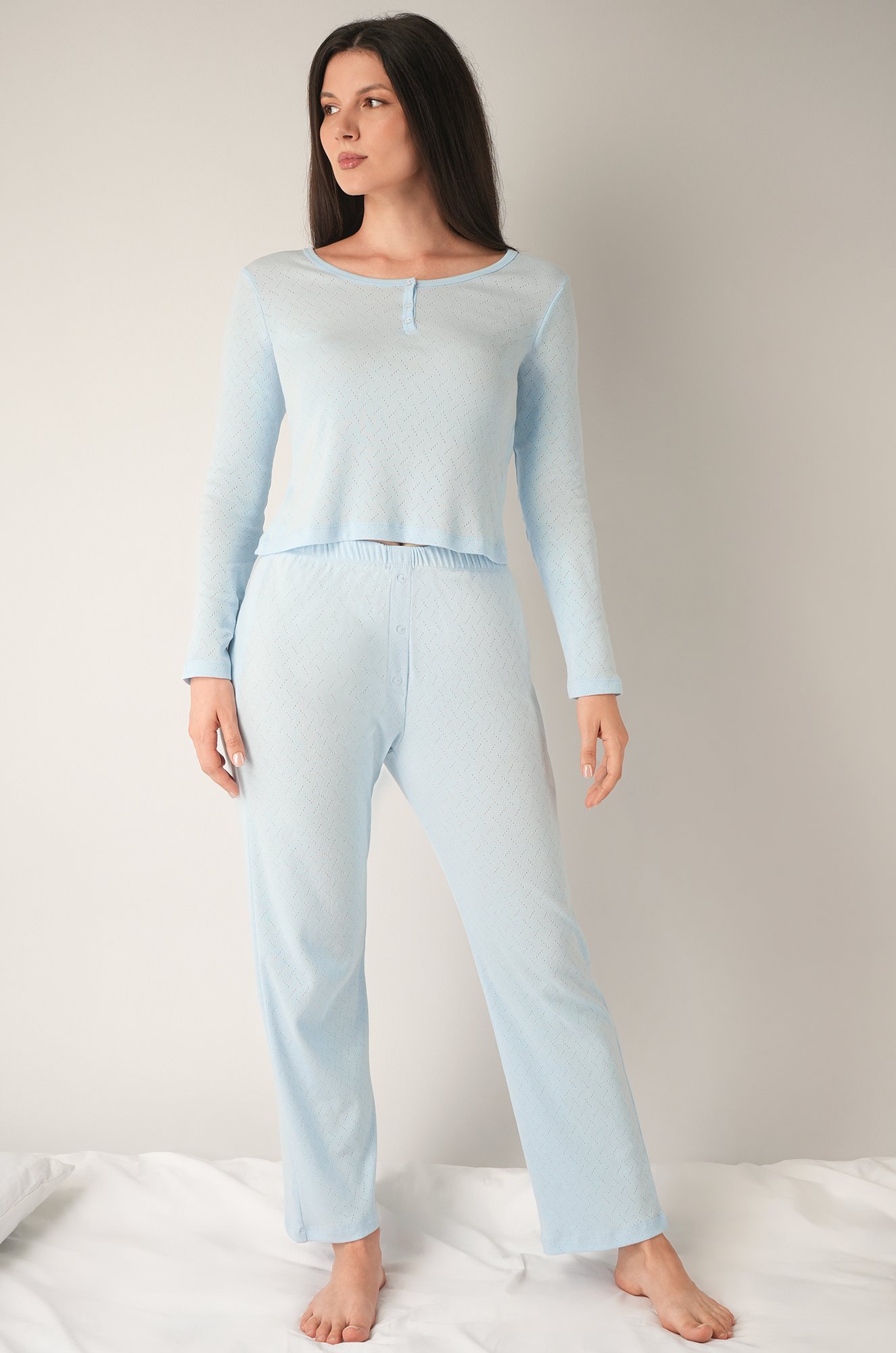 Женская пижама с брюками из ажурного хлопка Happyfox