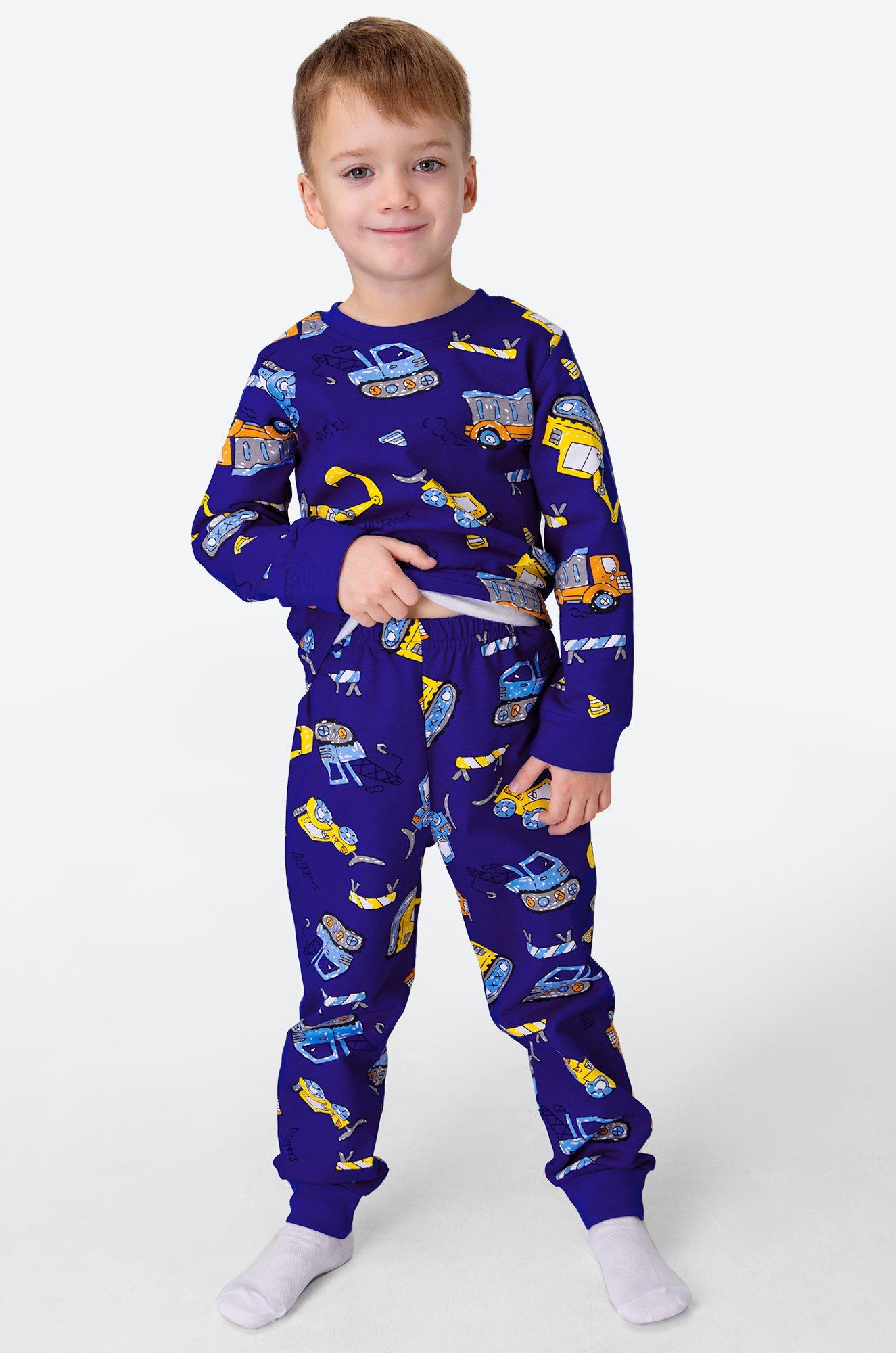 Хлопковая пижама для мальчика из футера с начесом Happy Fox