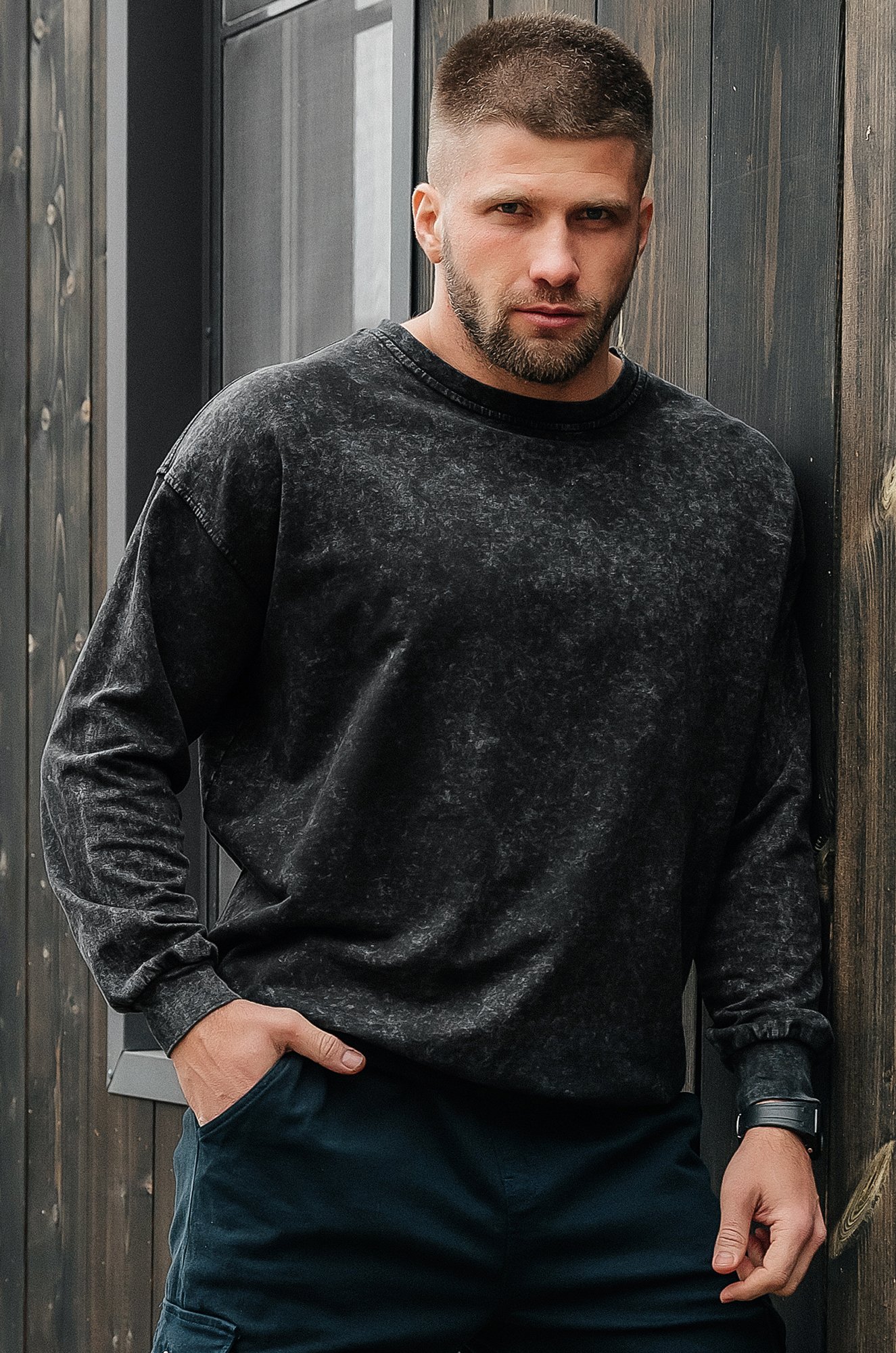 Мужской лонгслив оверсайз Happyfox