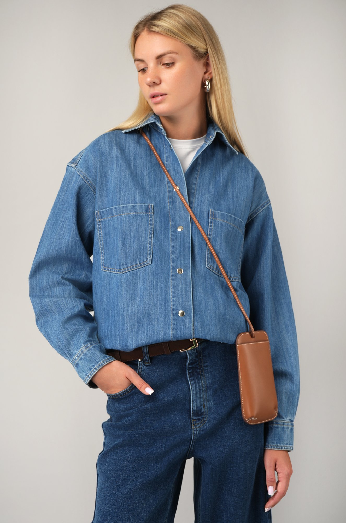 Женская джинсовая рубашка Happyfox