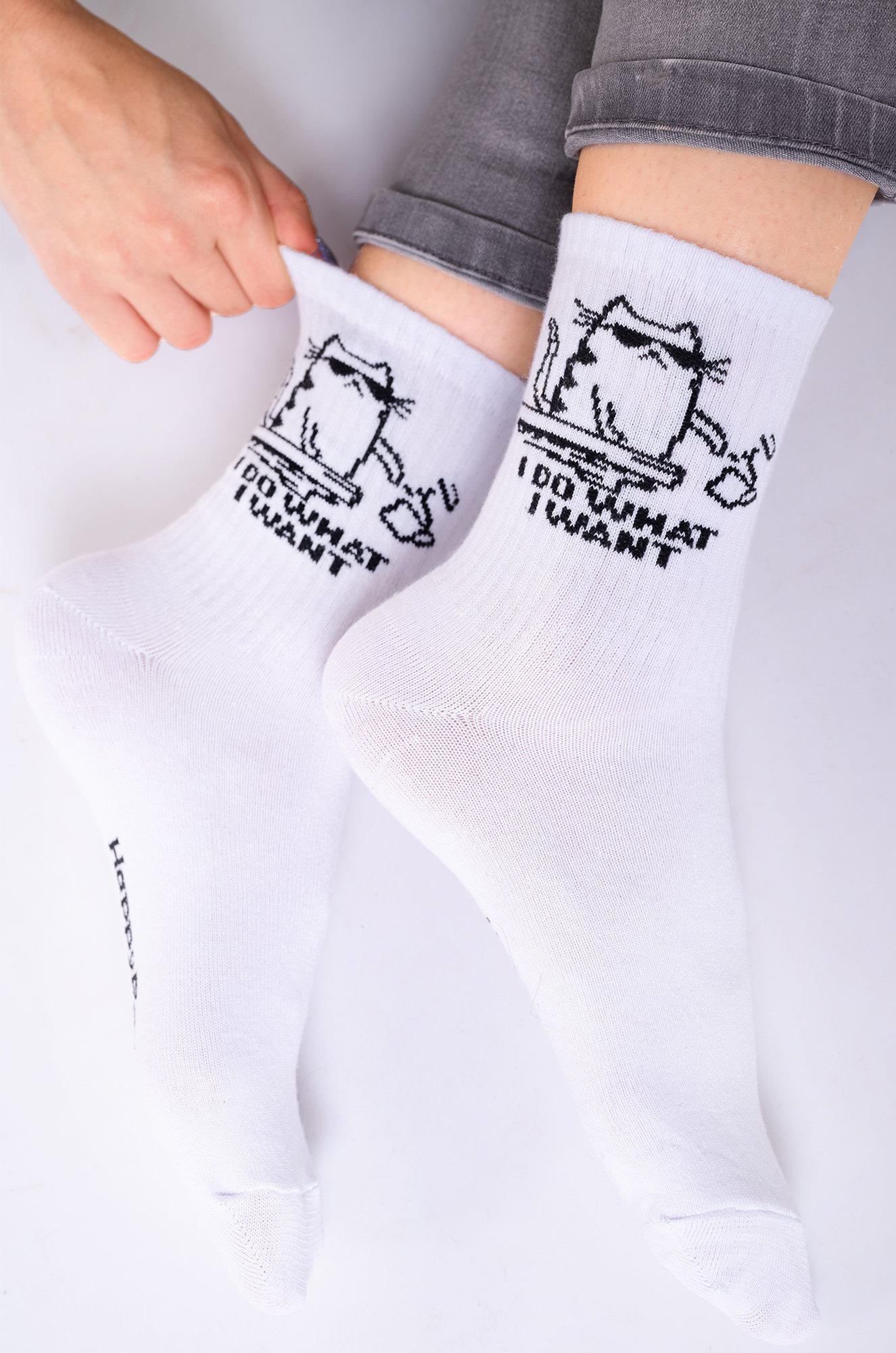 Прикольные носки с надписью Happy Fox