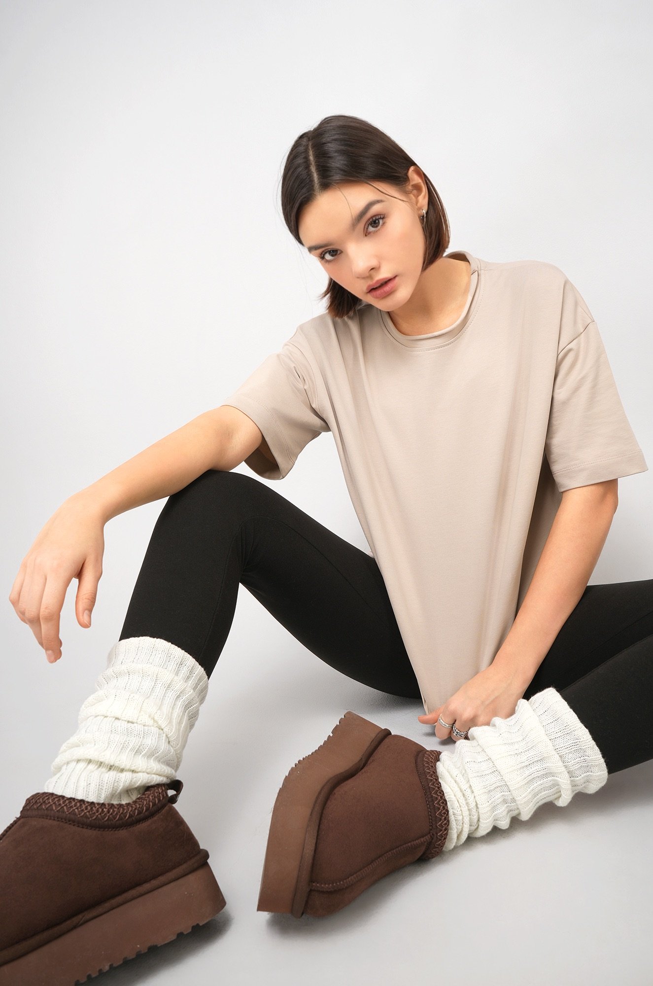 Женская футболка оверсайз из футера двухнитки Happyfox