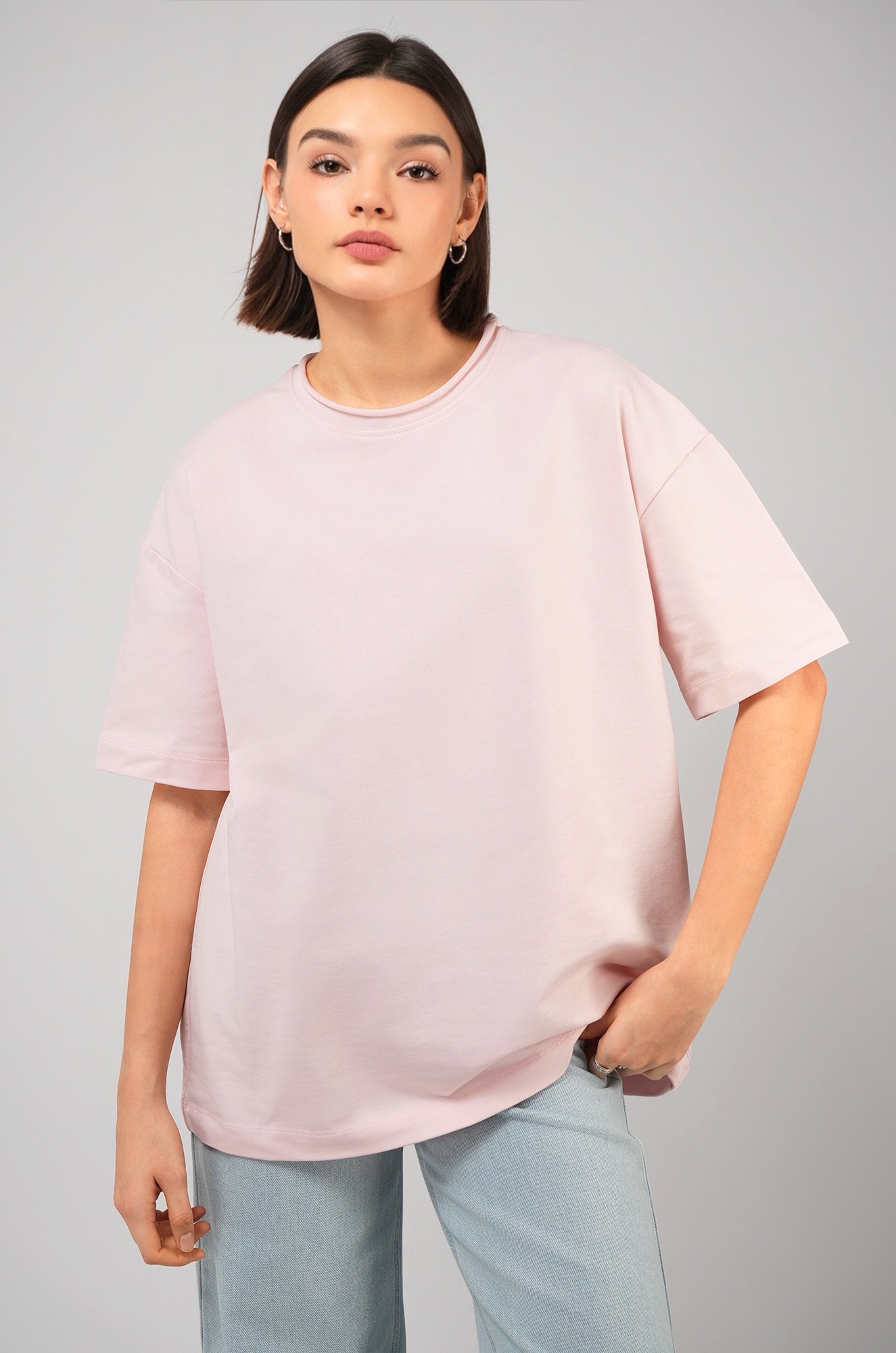 Женская футболка оверсайз из футера двухнитки Happyfox