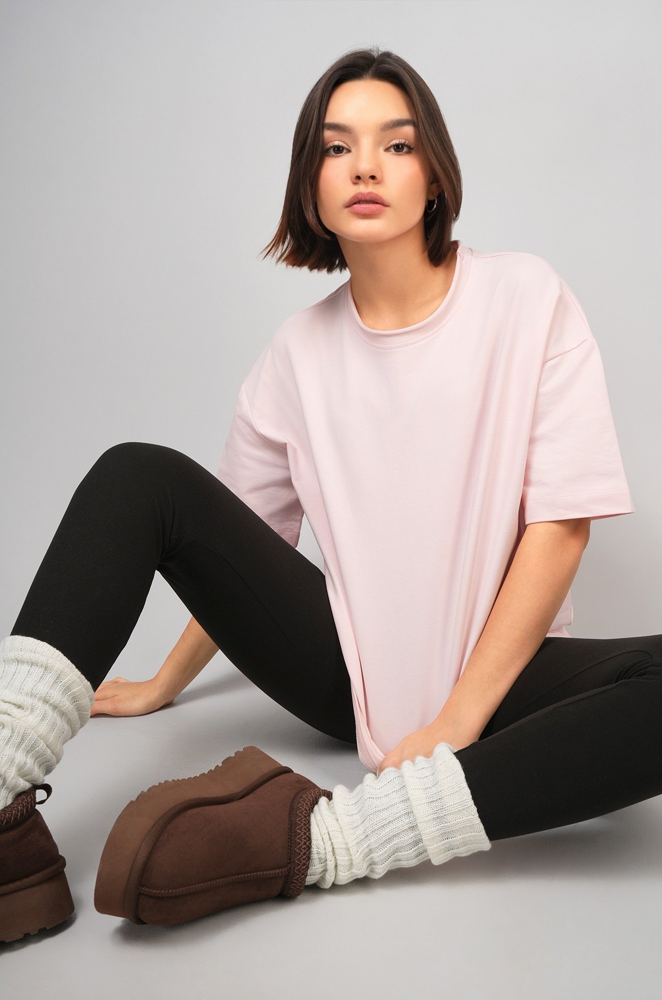 Женская футболка оверсайз из футера двухнитки Happyfox