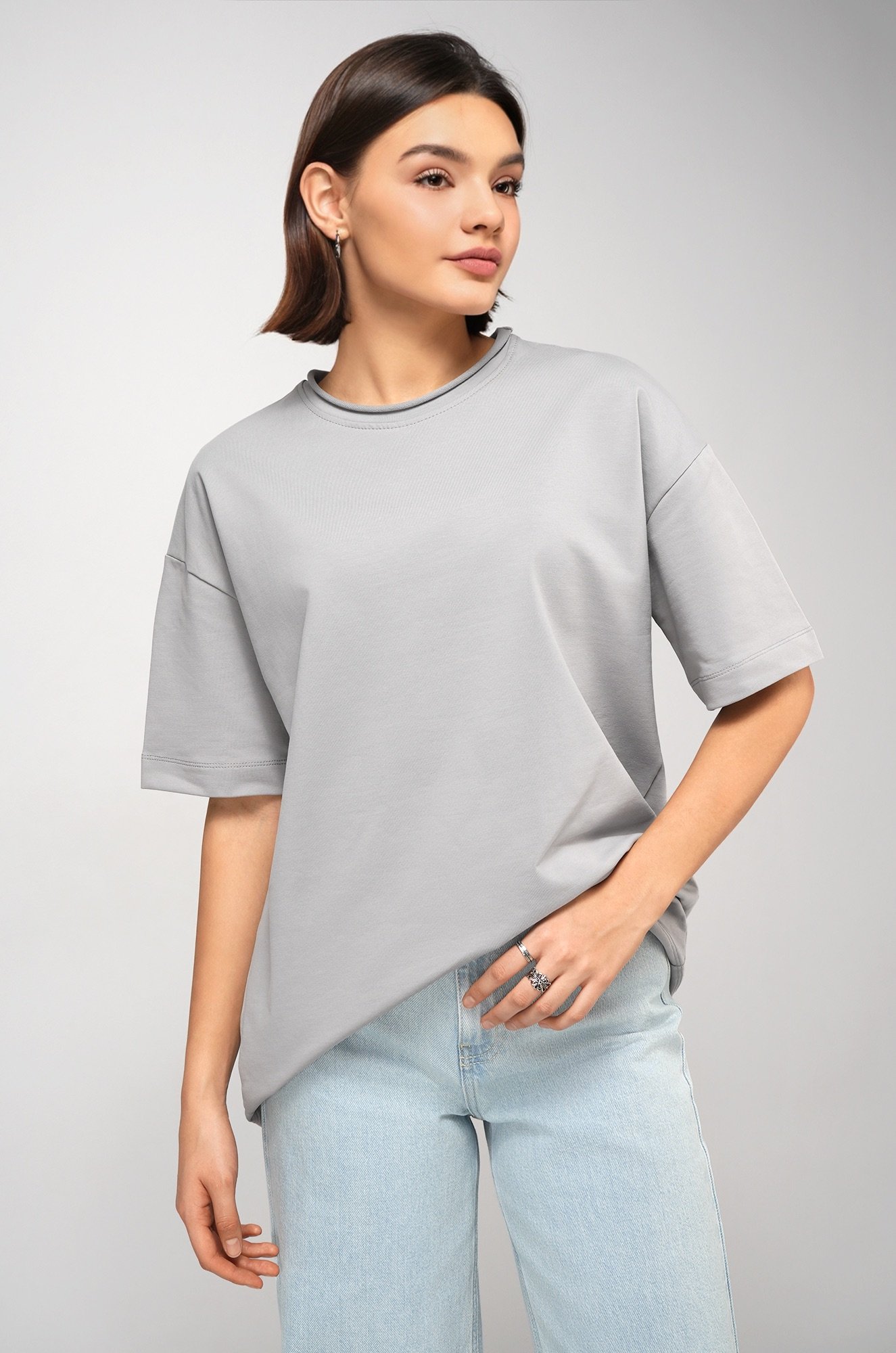 Женская футболка оверсайз из футера двухнитки Happyfox