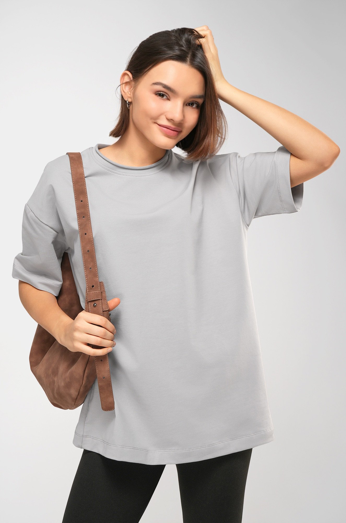 Женская футболка оверсайз из футера двухнитки Happyfox