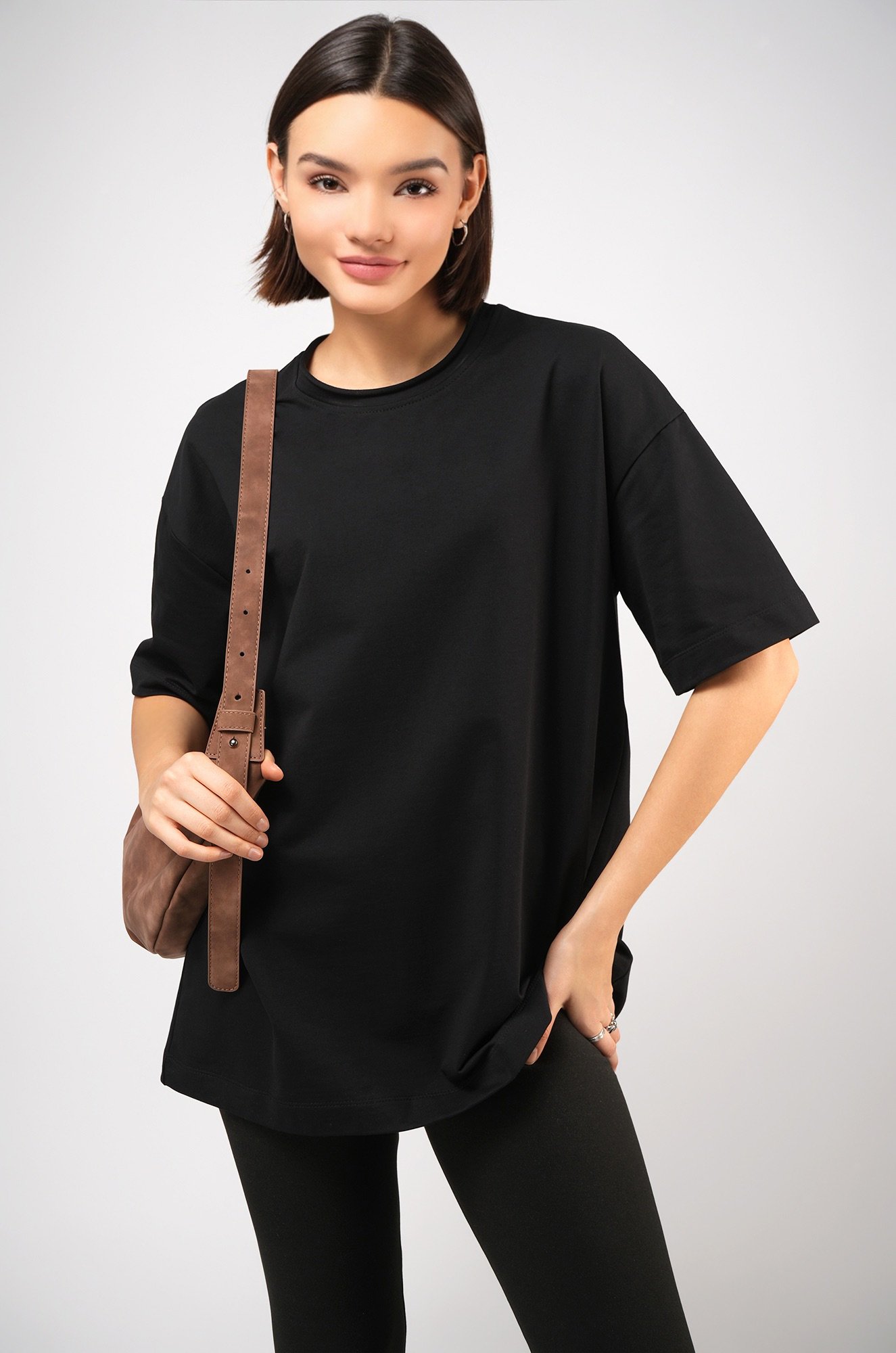 Женская футболка оверсайз из футера двухнитки Happyfox