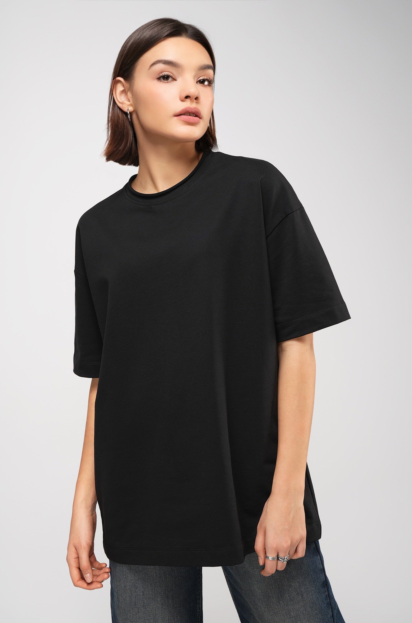 Женская футболка оверсайз из футера двухнитки Happyfox