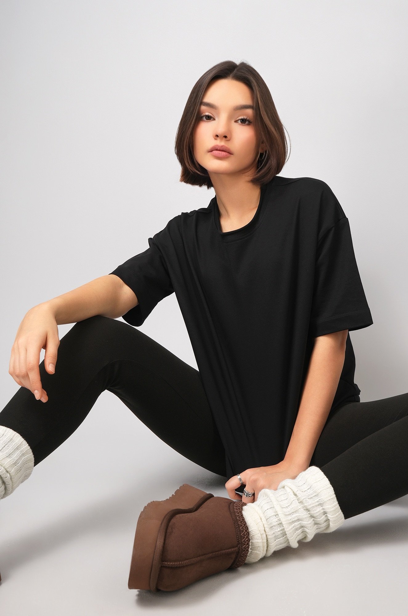 Женская футболка оверсайз из футера двухнитки Happyfox