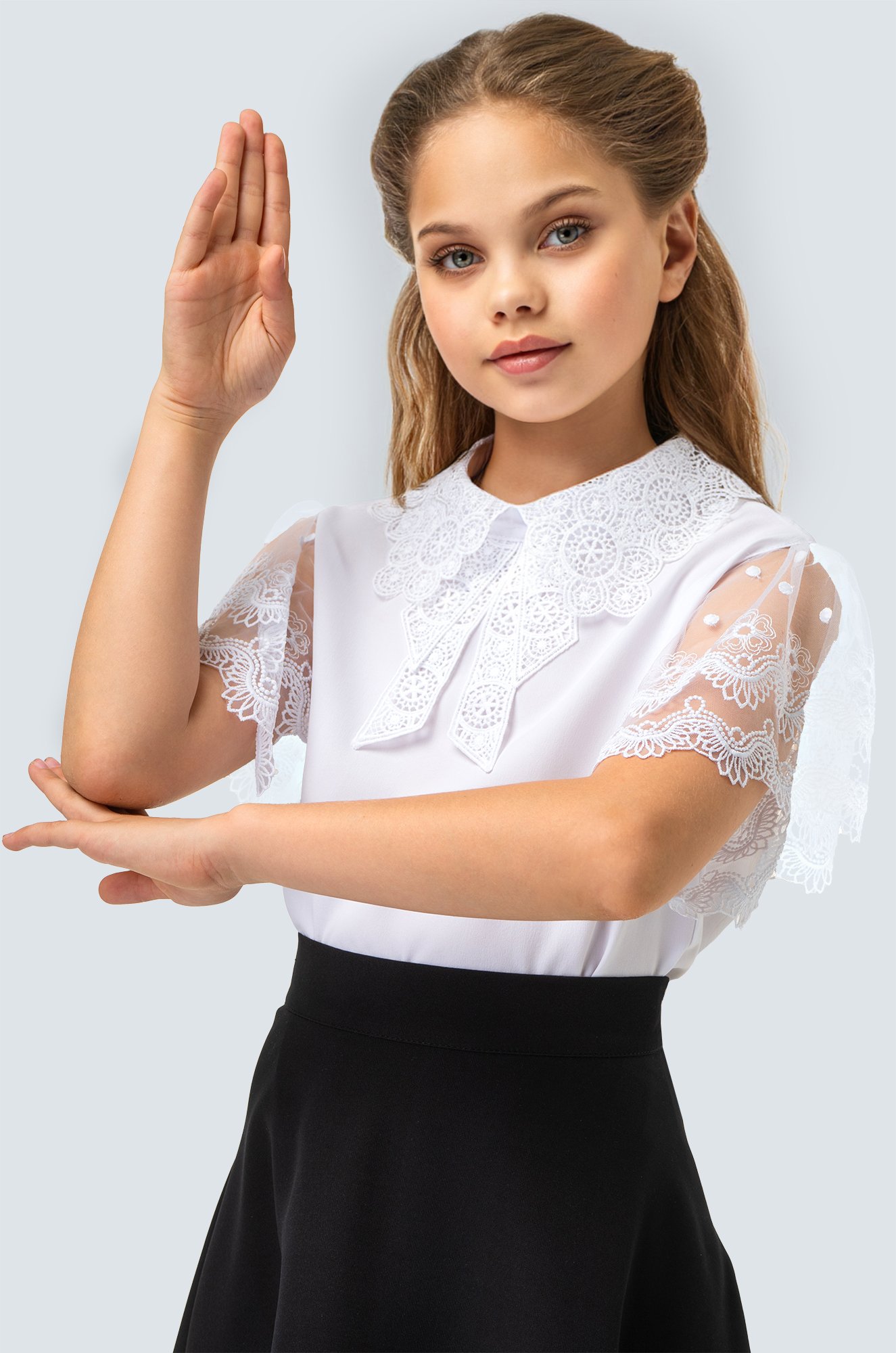 Нарядная блузка для девочки с коротким рукавом Happy Fox