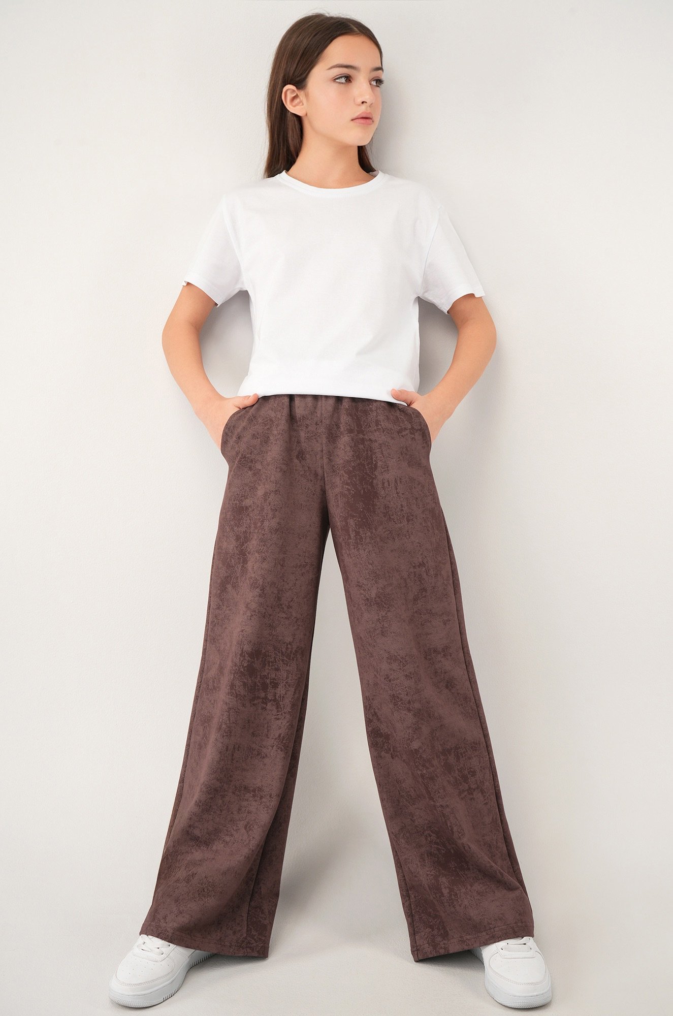 Брюки палаццо из футера для девочки Happyfox