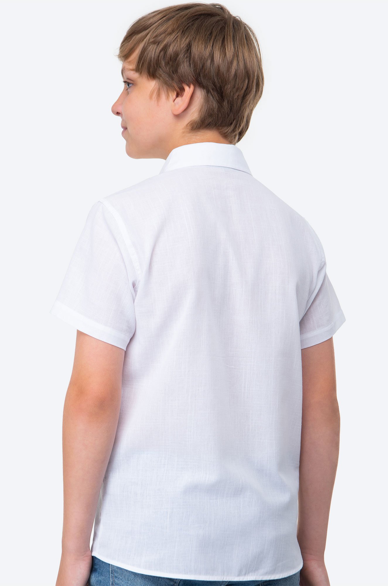Рубашка под лен на кнопках с коротким рукавом для мальчика Happy Fox