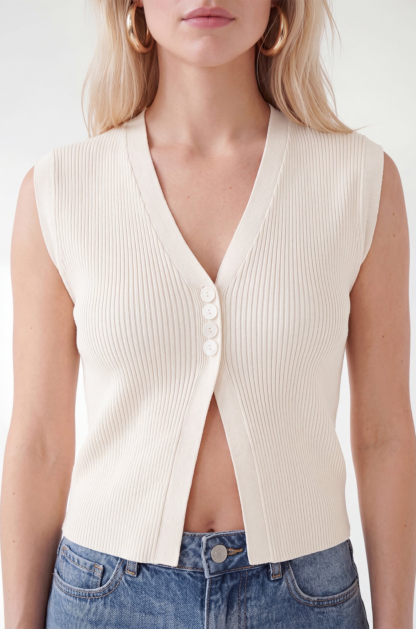 Женский топ вязаный лапша на пуговицах Happyfox