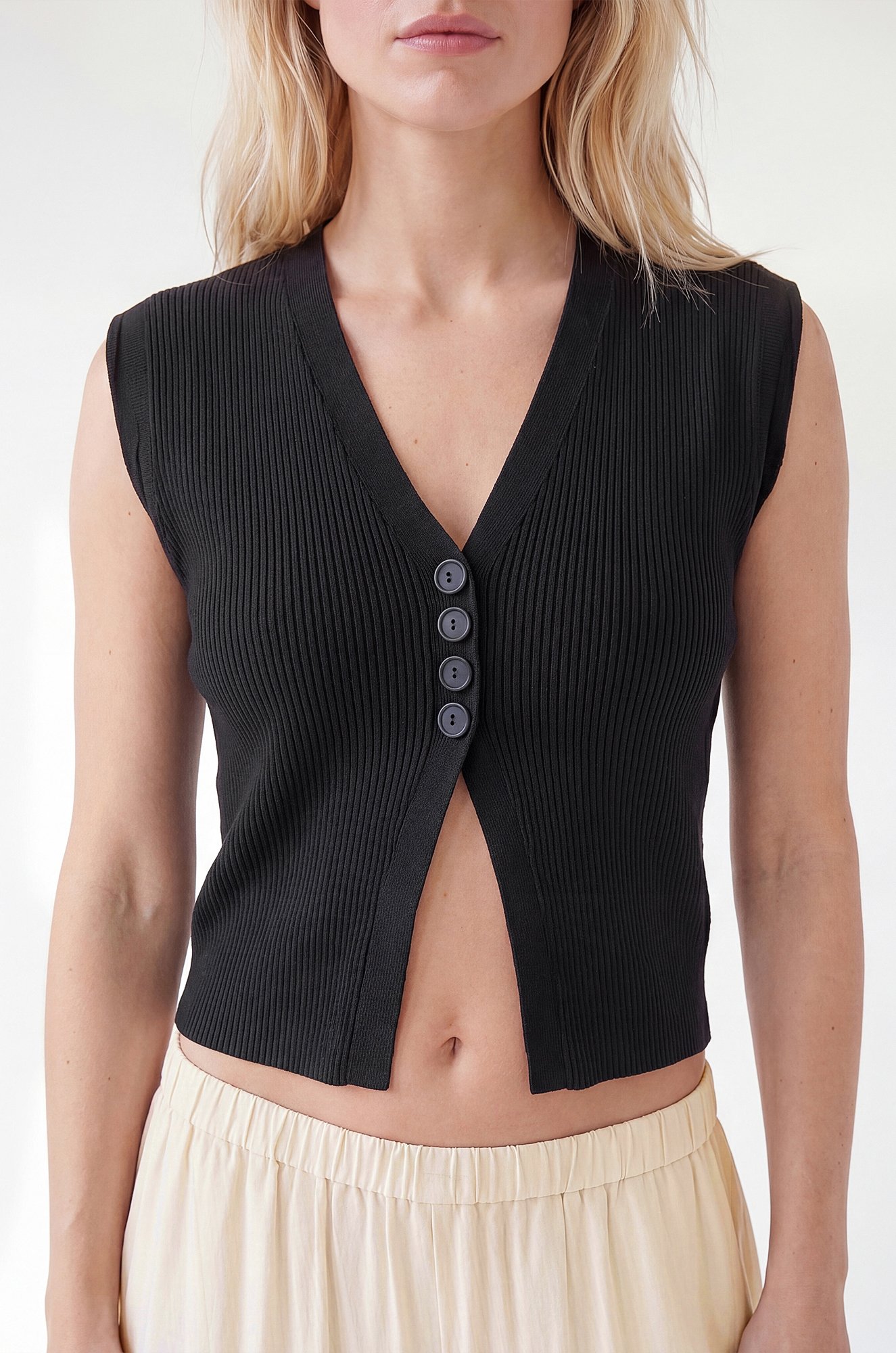 Женский топ вязаный лапша на пуговицах Happyfox