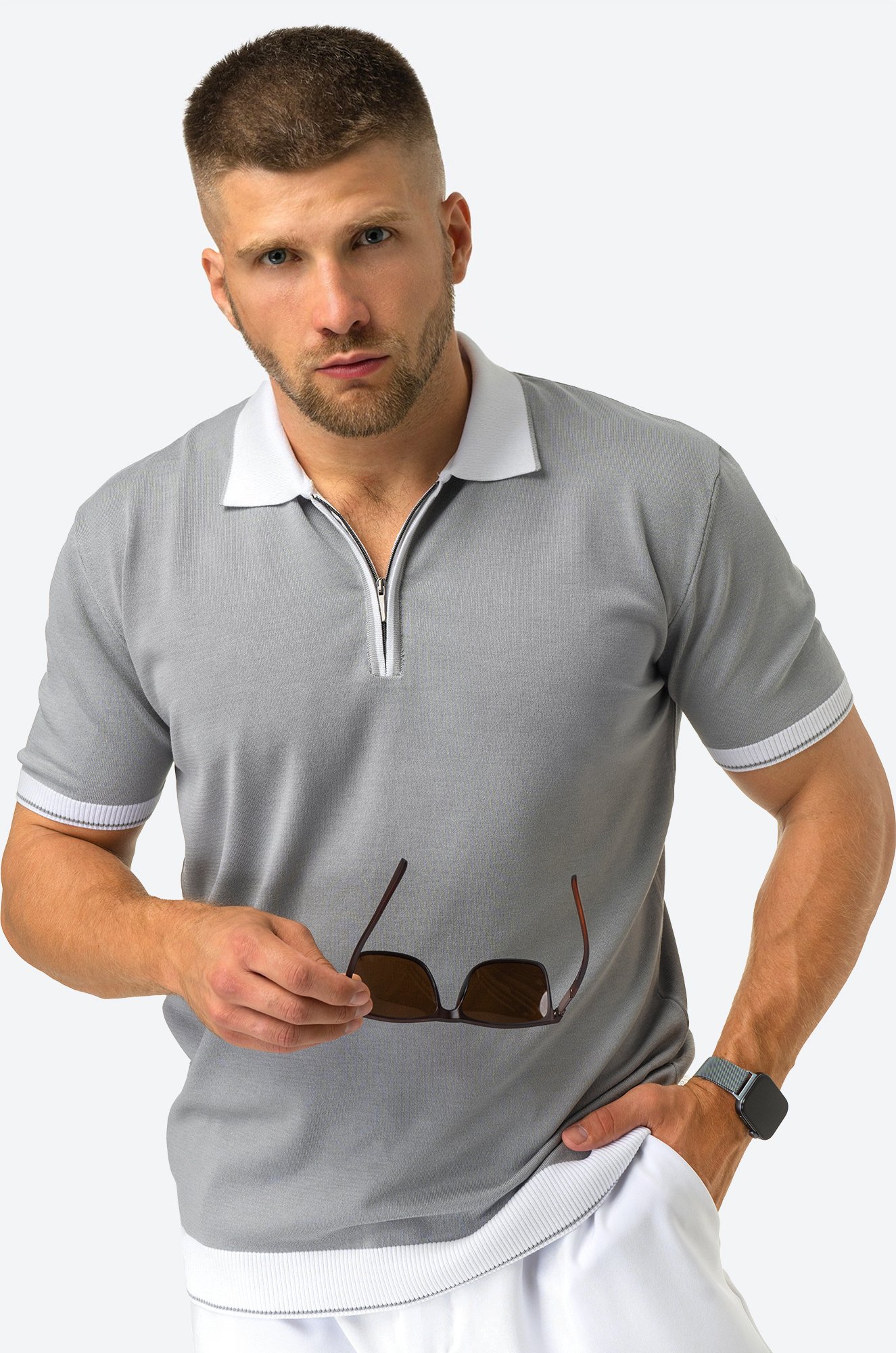 Мужская футболка-поло из вязаного трикотажа Happy Fox