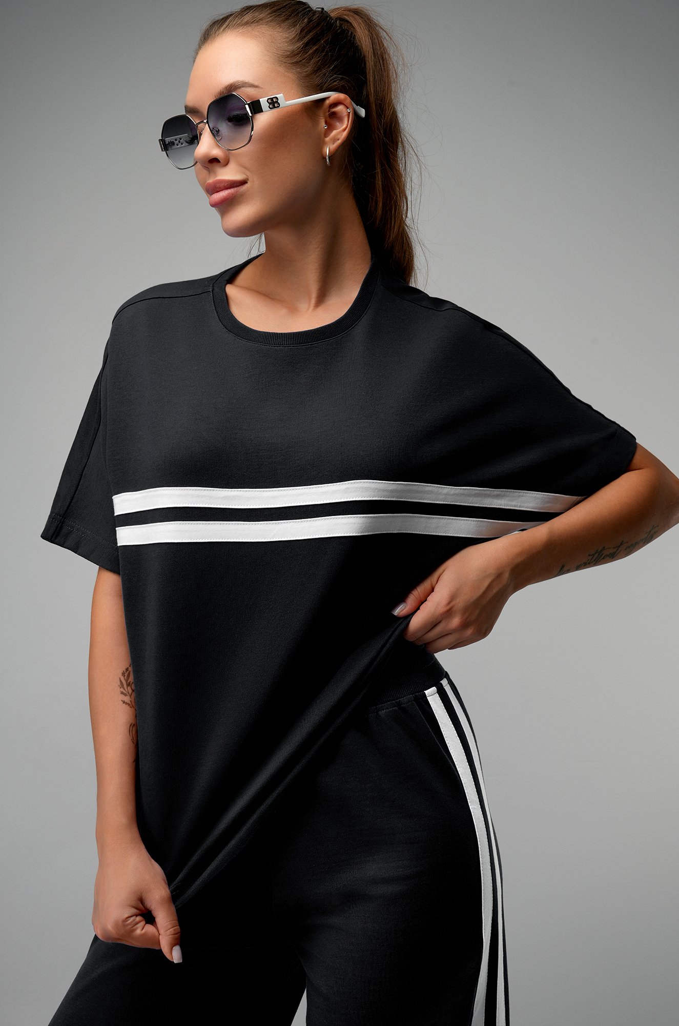 Женский костюм оверсайз из футера двухнитки Happyfox