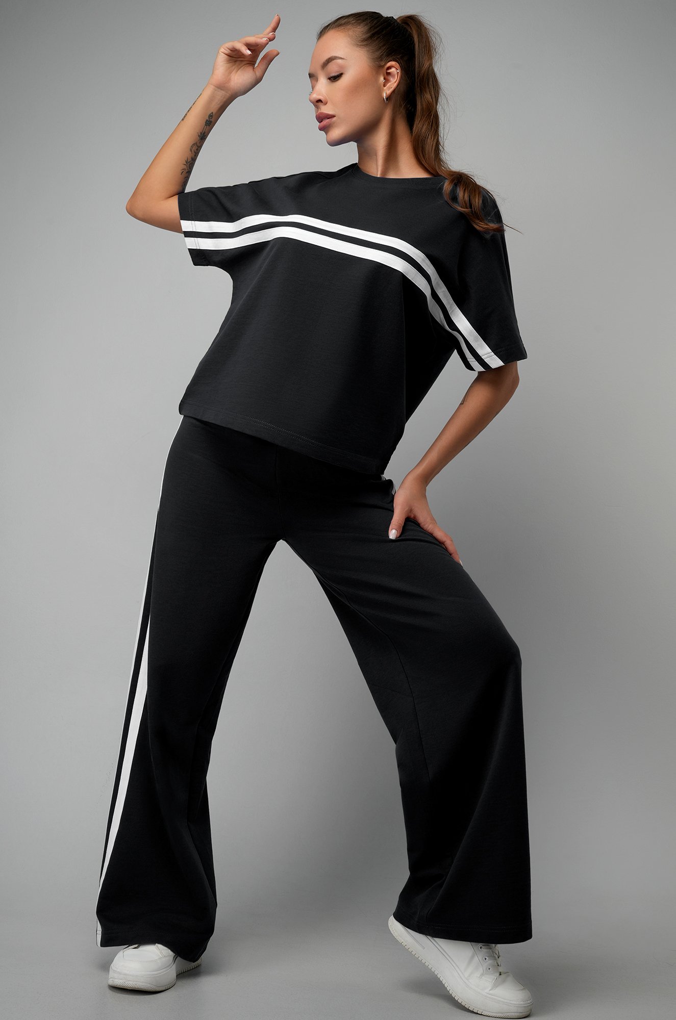 Женский костюм оверсайз из футера двухнитки Happyfox