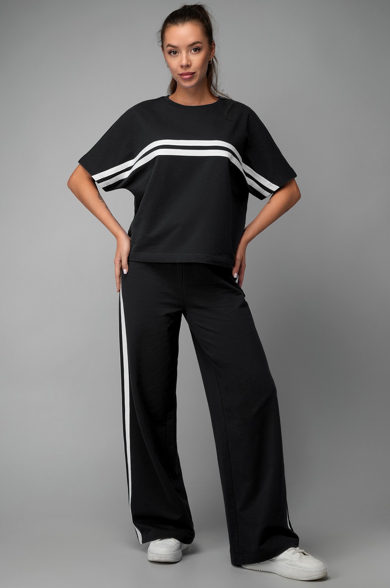 Женский костюм оверсайз из футера двухнитки Happyfox