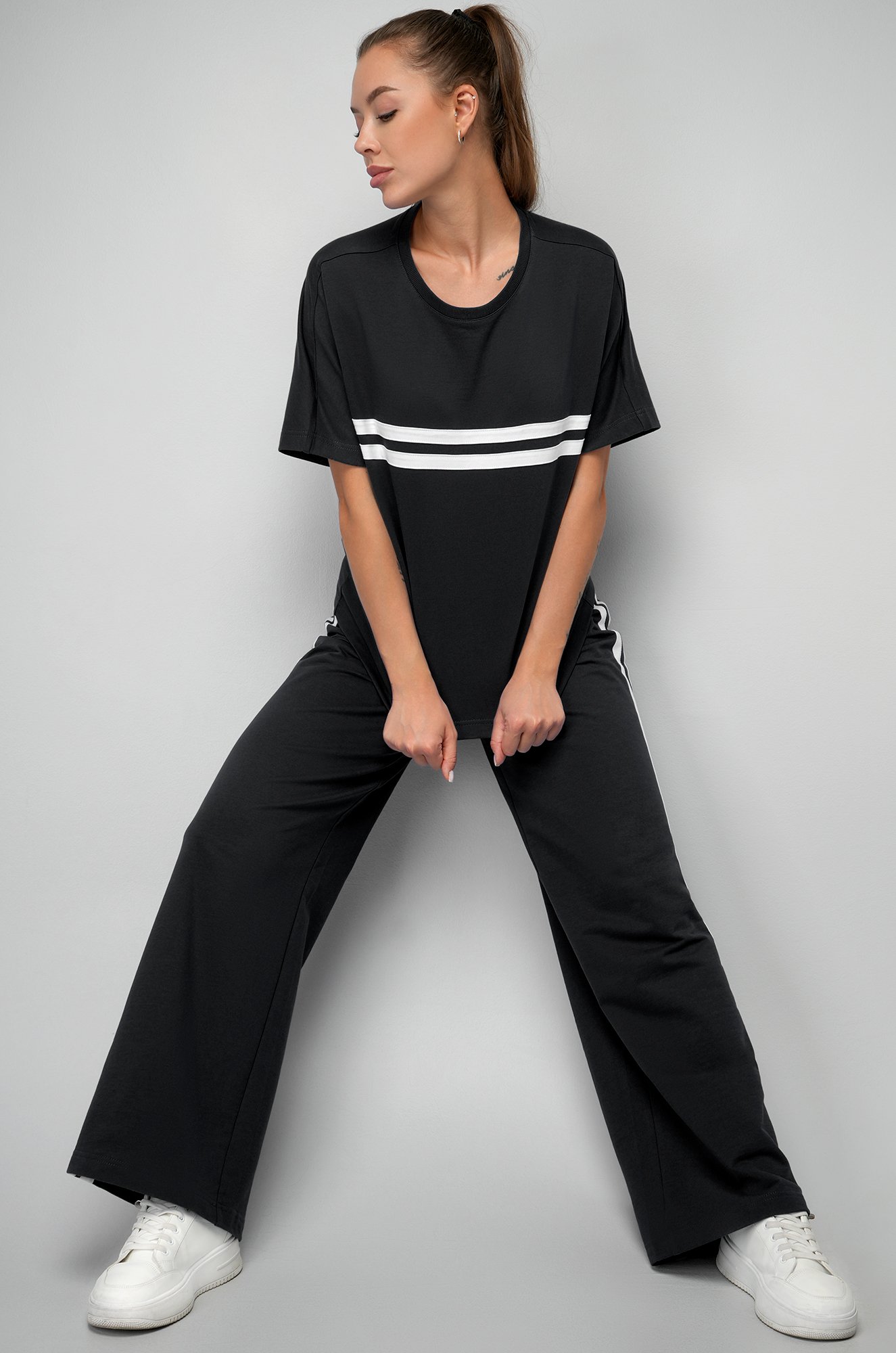 Женский костюм оверсайз из футера двухнитки Happyfox