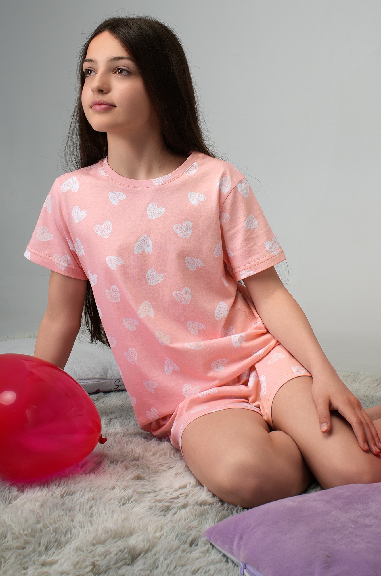 Хлопковая пижама для девочки с шортами Happyfox